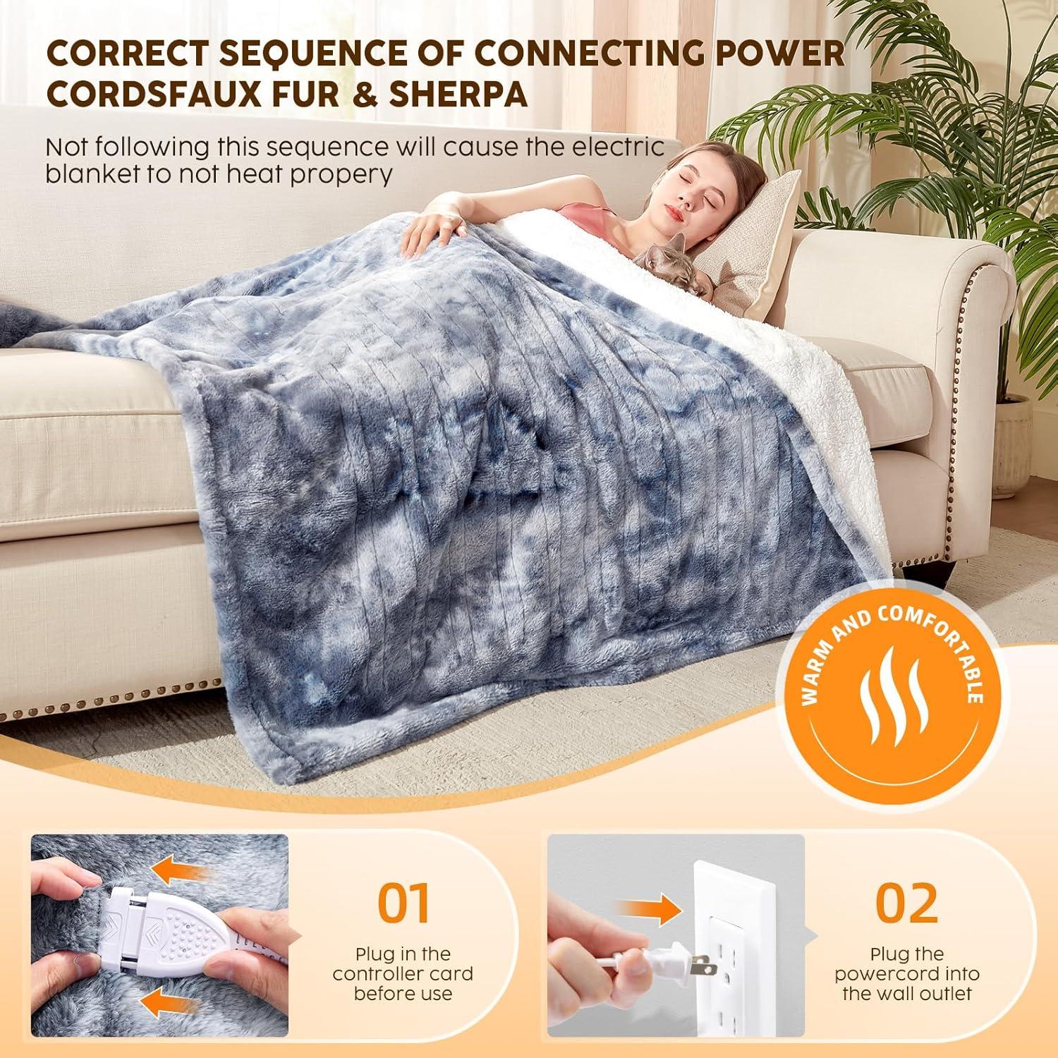 Manta Calefactora Eléctrica HYLEORY 127x152cm 10 Niveles Gris