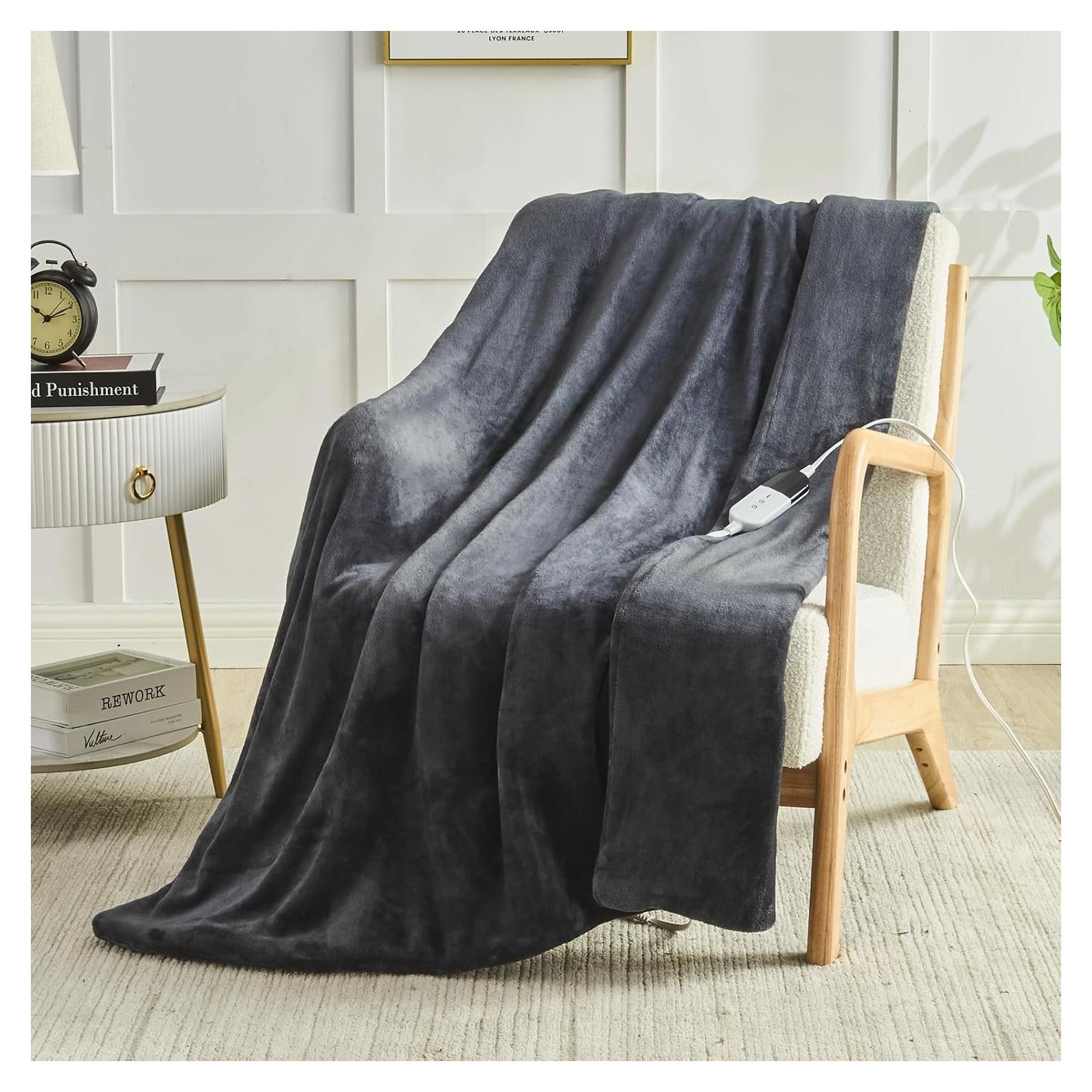 Manta Calentada Easthome 127x152cm 6 Niveles Calor Gris