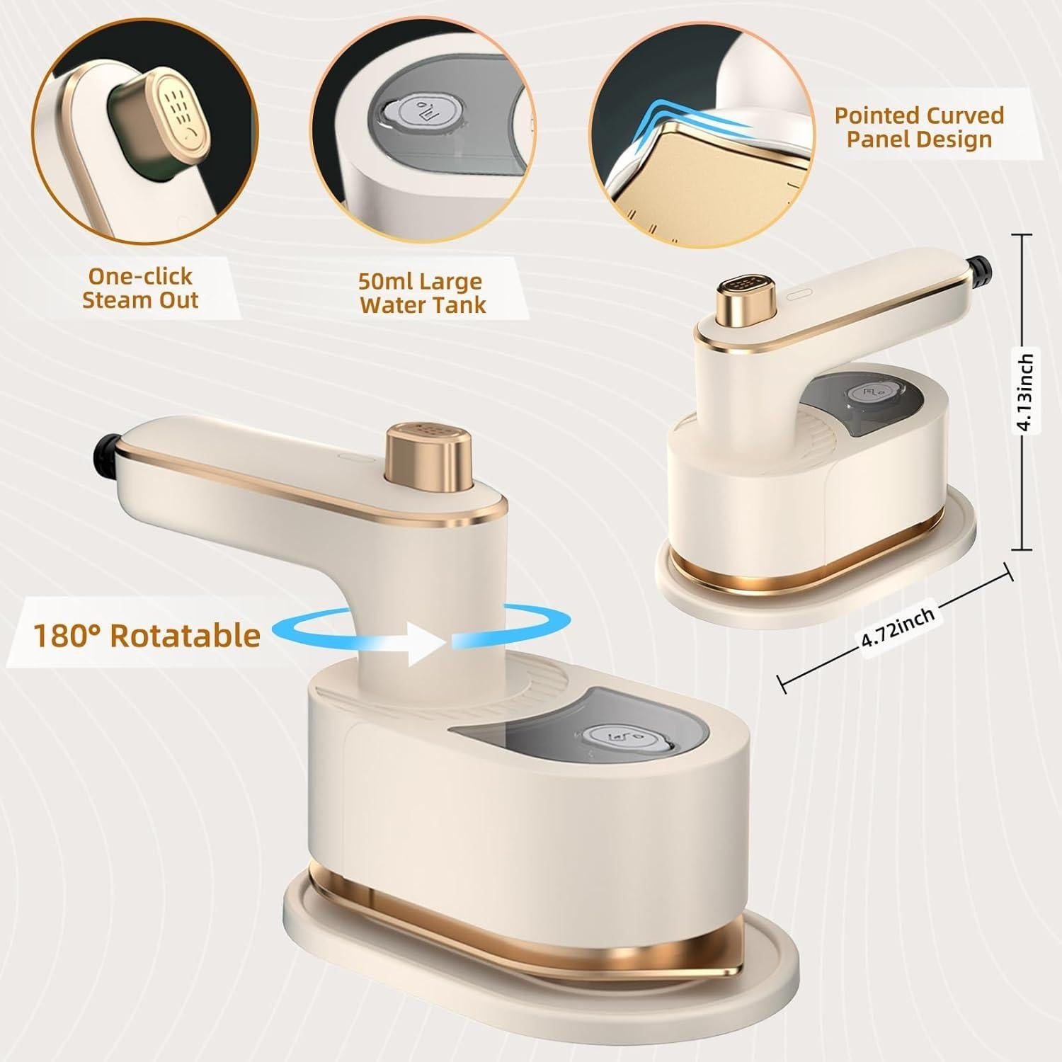 Plancha de Viaje a Vapor M-MAX Mini 371g Doble Voltaje Beige