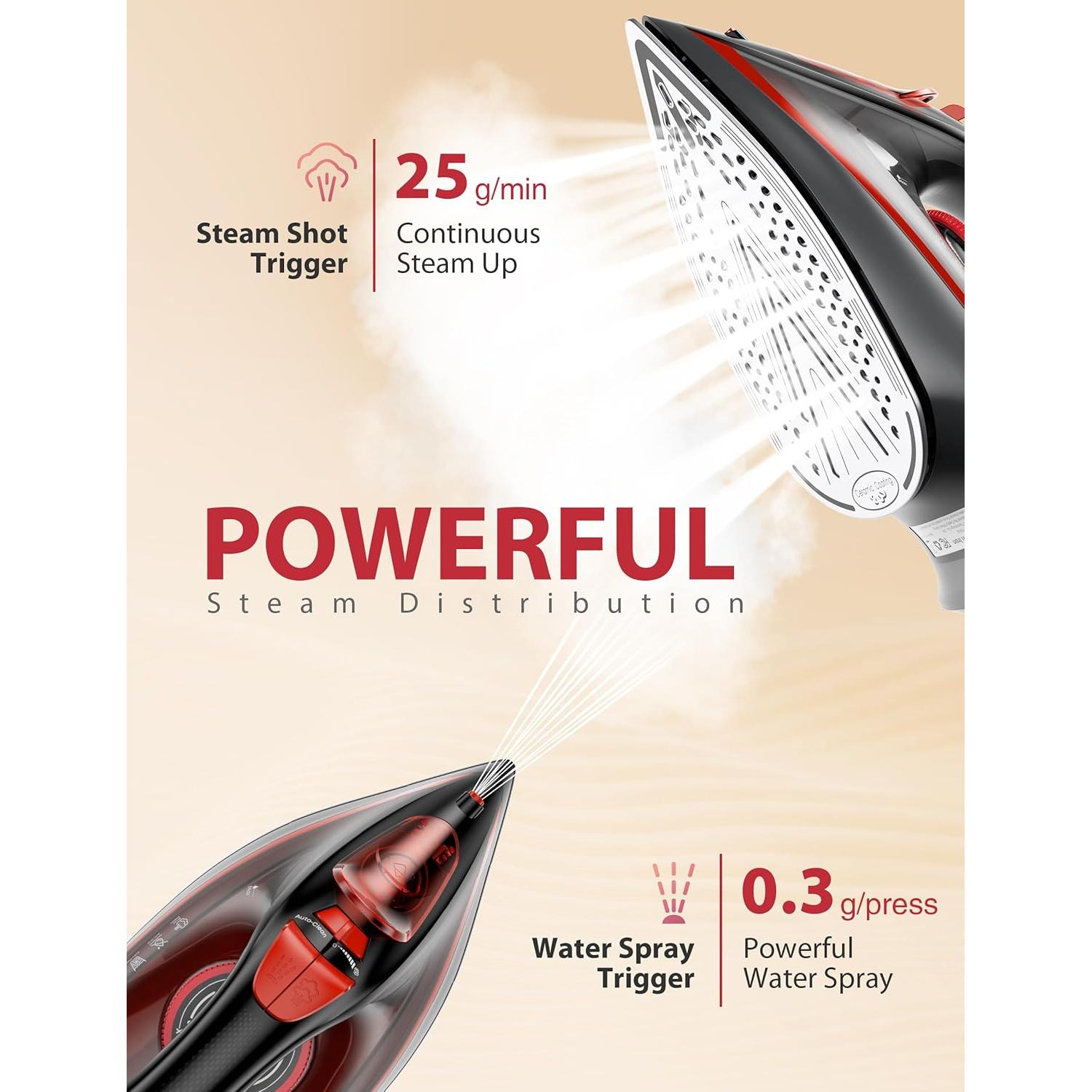 Plancha de Vapor 1500W HJ-8065 con Estallido de Vapor y Autolimpiante