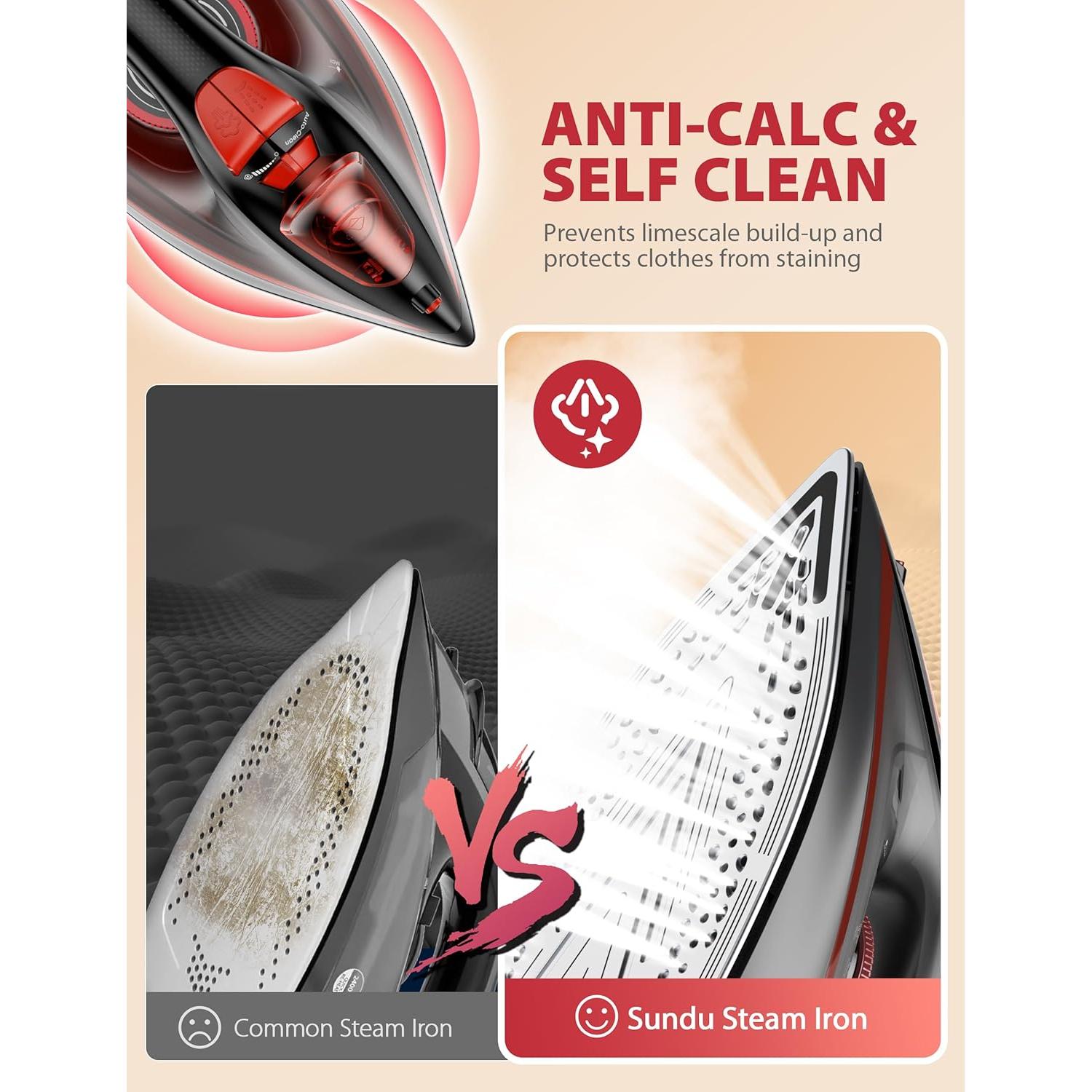 Plancha de Vapor 1500W HJ-8065 con Estallido de Vapor y Autolimpiante