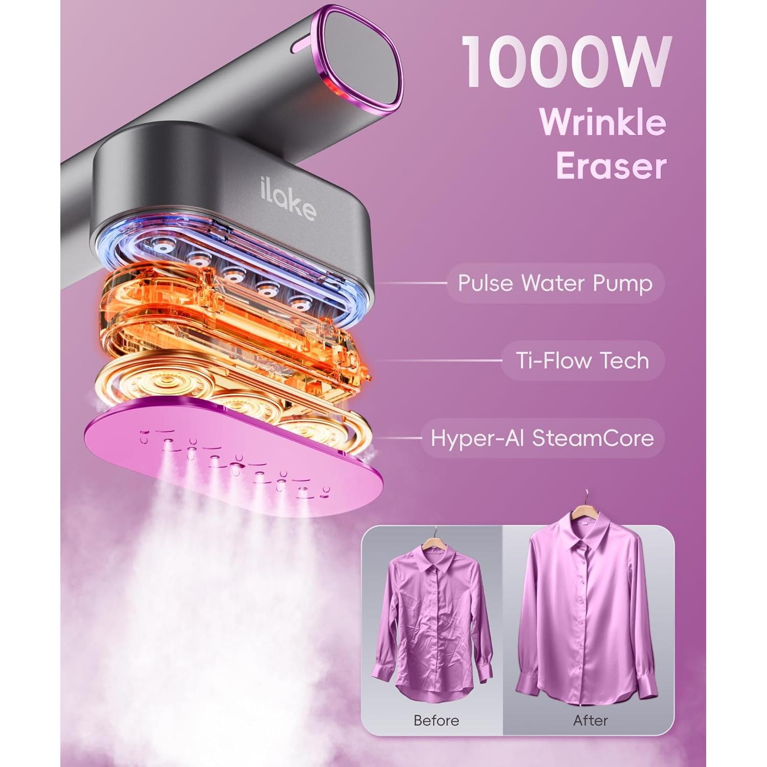 Vaporizador de Ropa Ilake CW-5205 Gris Espacial 1000W 120ml