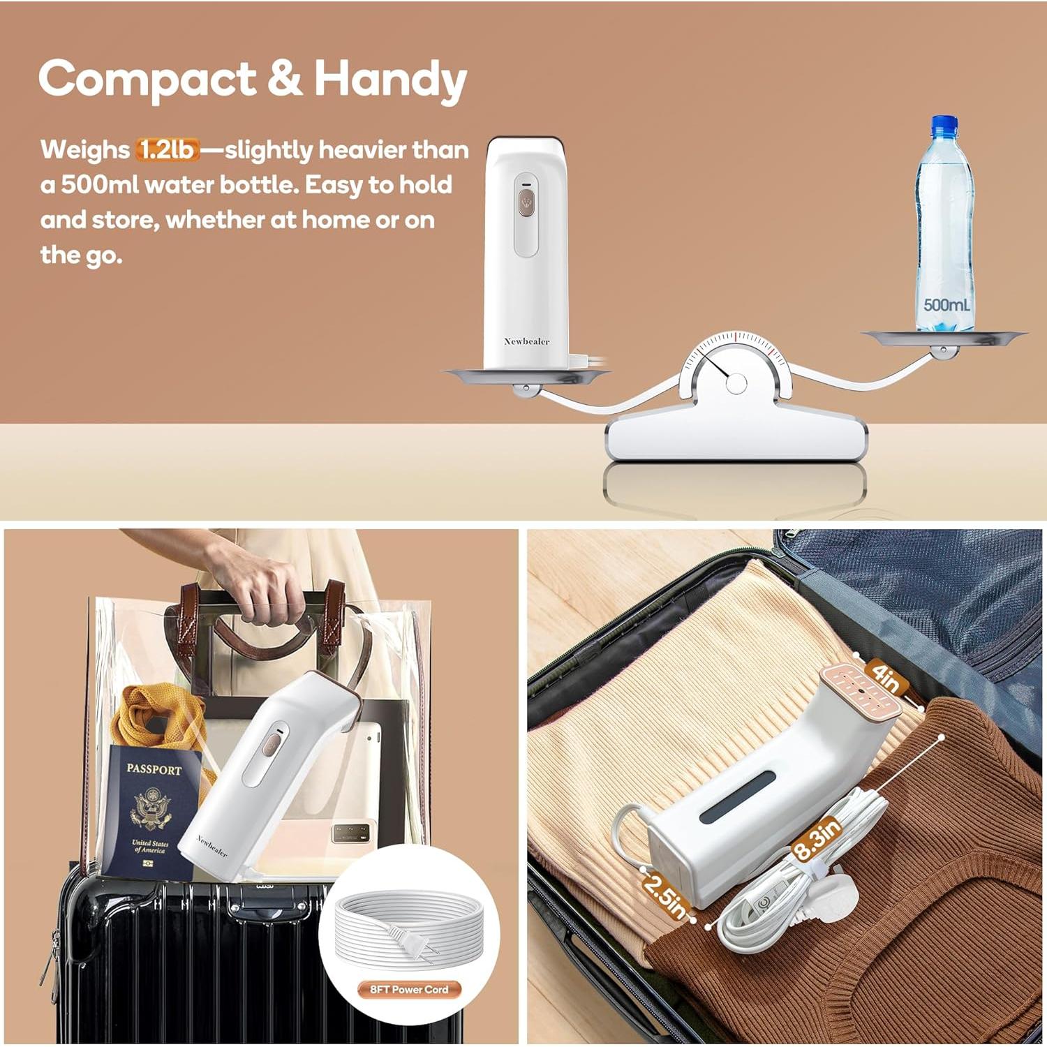 Plancha y Vaporizador 2 en 1 Newbealer NB310A 170ml 650W