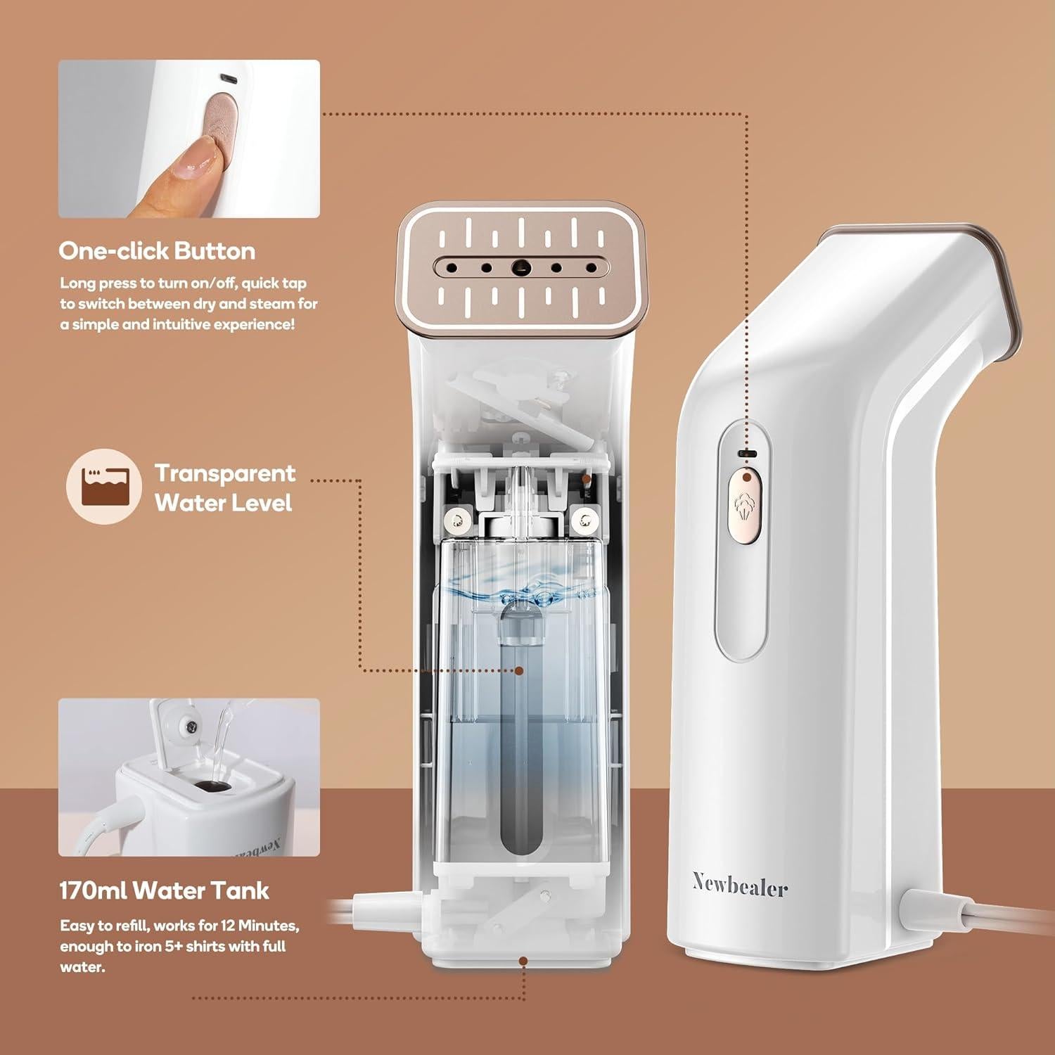 Plancha y Vaporizador 2 en 1 Newbealer NB310A 170ml 650W