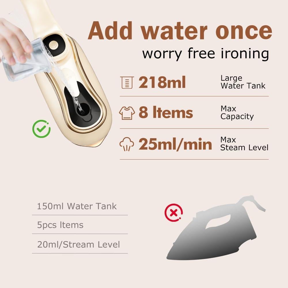 Plancha de Vapor Portátil YinTexriy 2 en 1 1000W 218ml