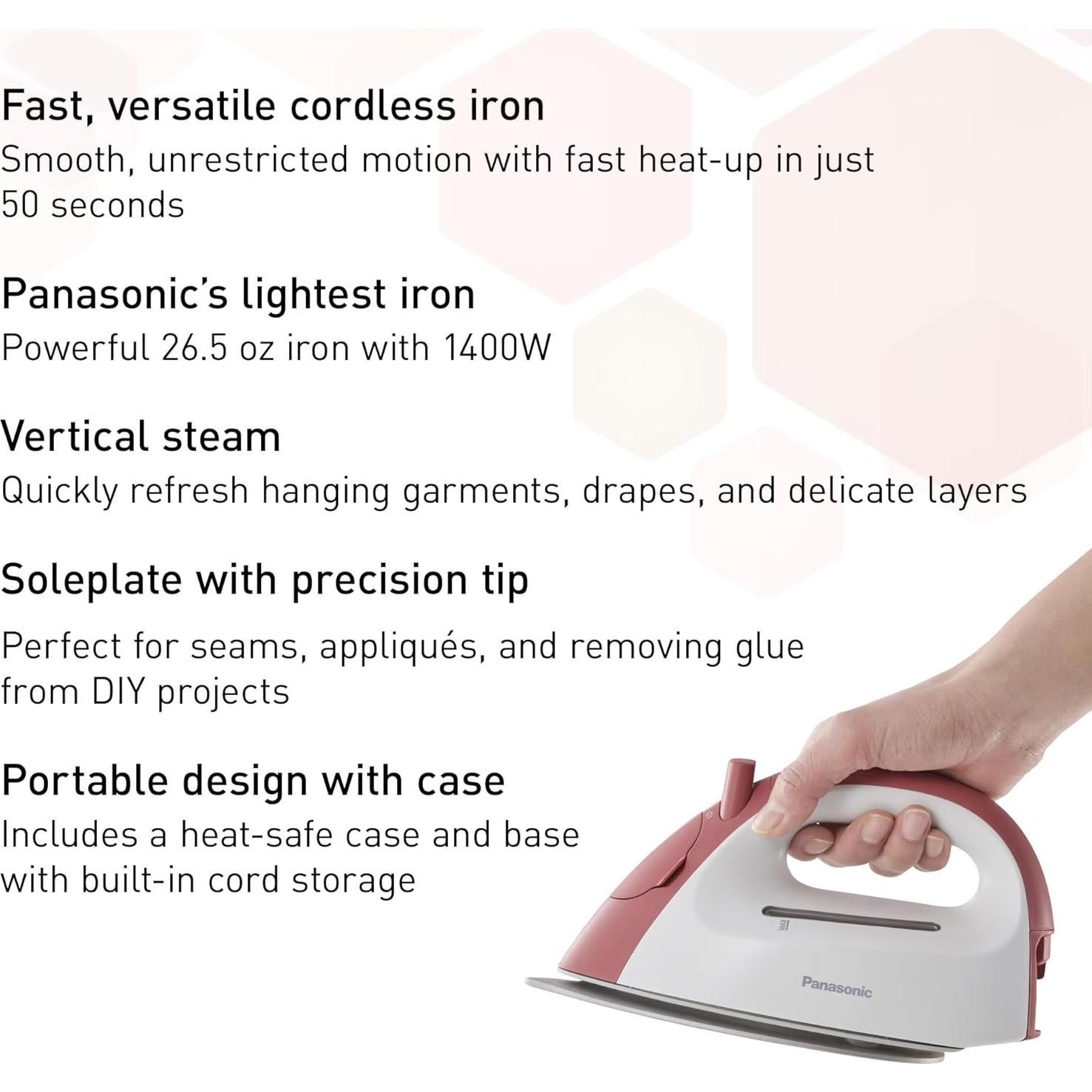 Plancha de Vapor Inalámbrica Panasonic NI-QL300G Compacta 0.77 kg