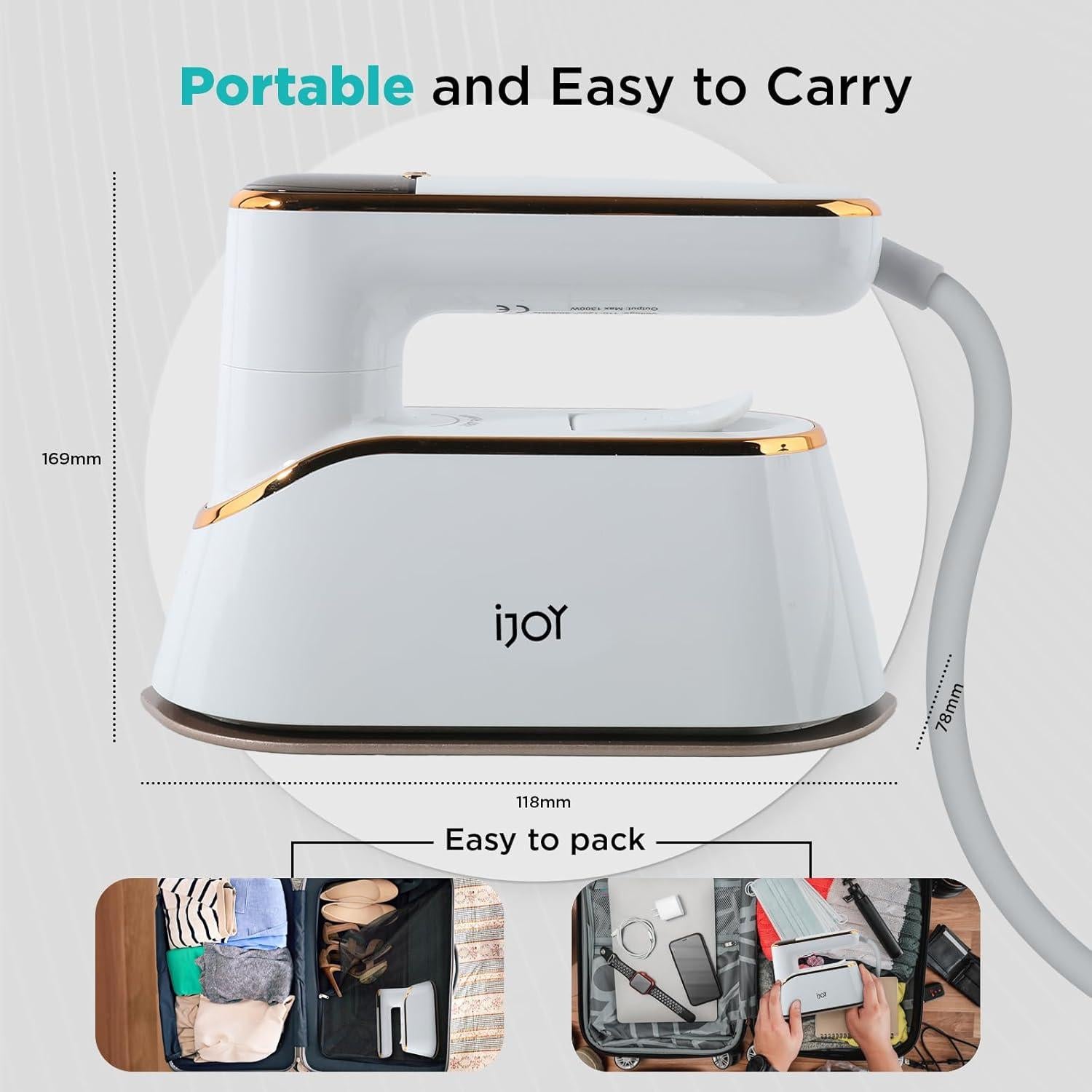 Plancha de Vapor Portátil iJoy 1300W con 4 Modos y Pantalla LCD