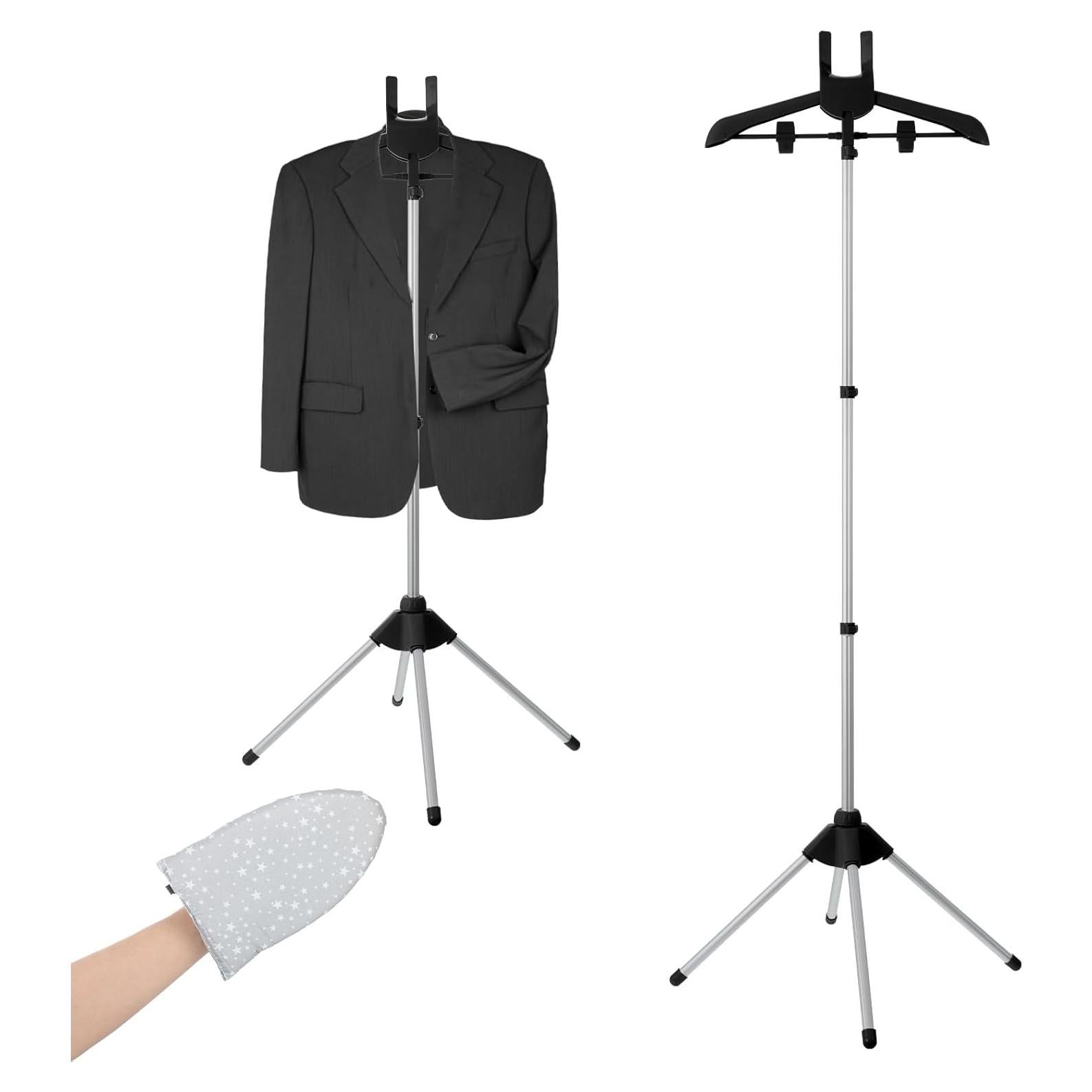 Soporte de Vapor Ajustable para Ropa con Guante - Negro