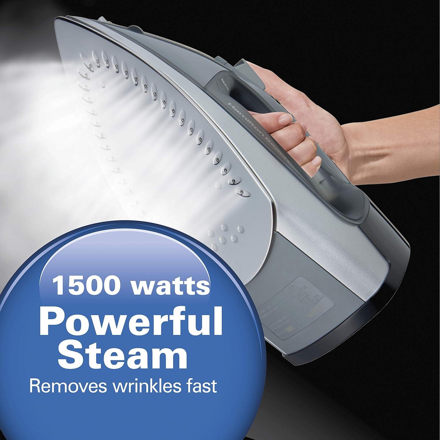 Plancha y Vaporizador Vertical Hamilton Beach 1500W Acero Inoxidable