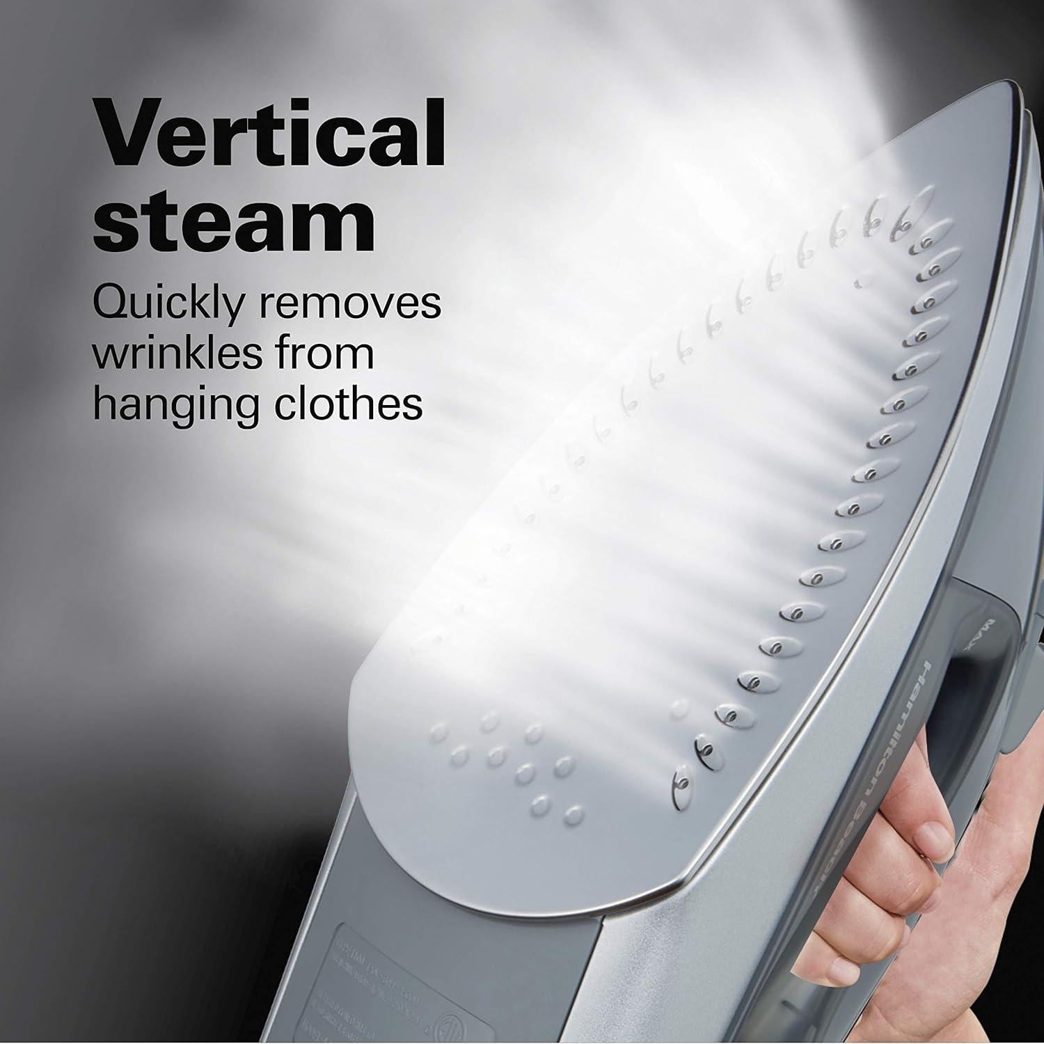 Plancha y Vaporizador Vertical Hamilton Beach 1500W Acero Inoxidable