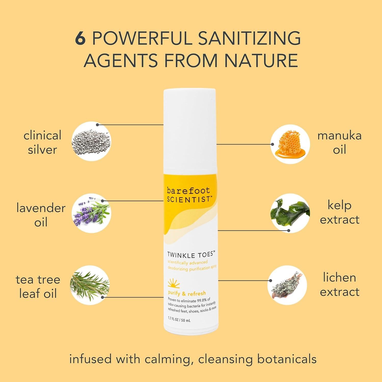 Spray Desodorante para Pies Científico Descalzo 48g - Hipoalergénico, Lavanda y Árbol de Té