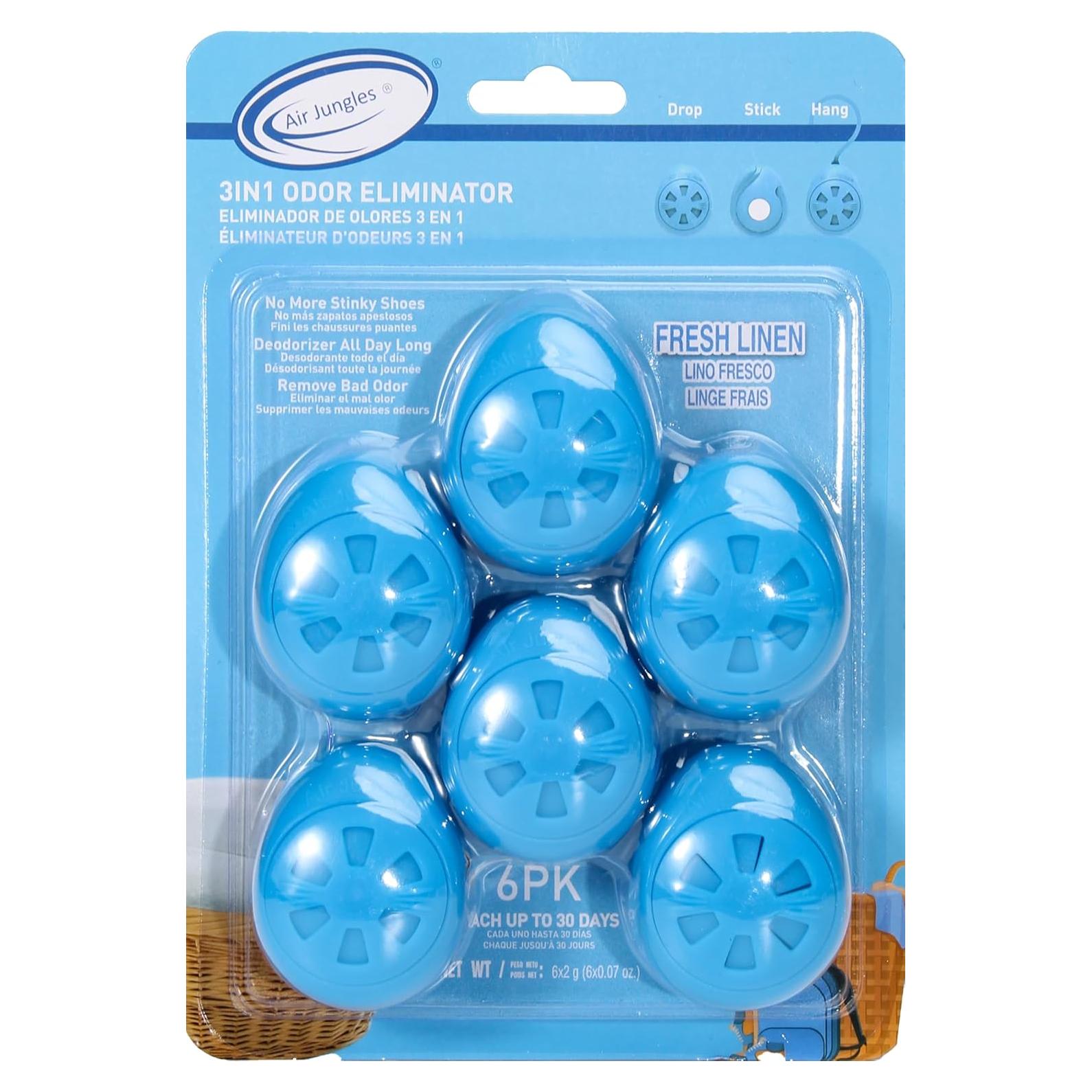 Bolas Desodorantes 3-en-1 Air Jungles Lino Fresco 6 Unidades
