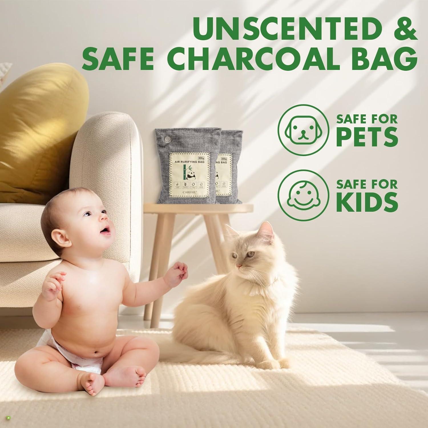 Bolsas de Carbón Activado CAREHE 200g x 4 - Eliminador de Olores