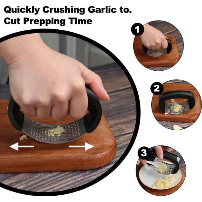 Prensa de Ajo Rocker Genérico - Cortador Ergonómico de Acero Inoxidable