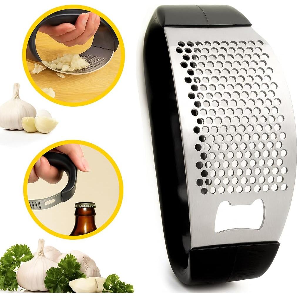 Prensa de Ajo y Abrebotellas 2-en-1 Acero Inoxidable DH