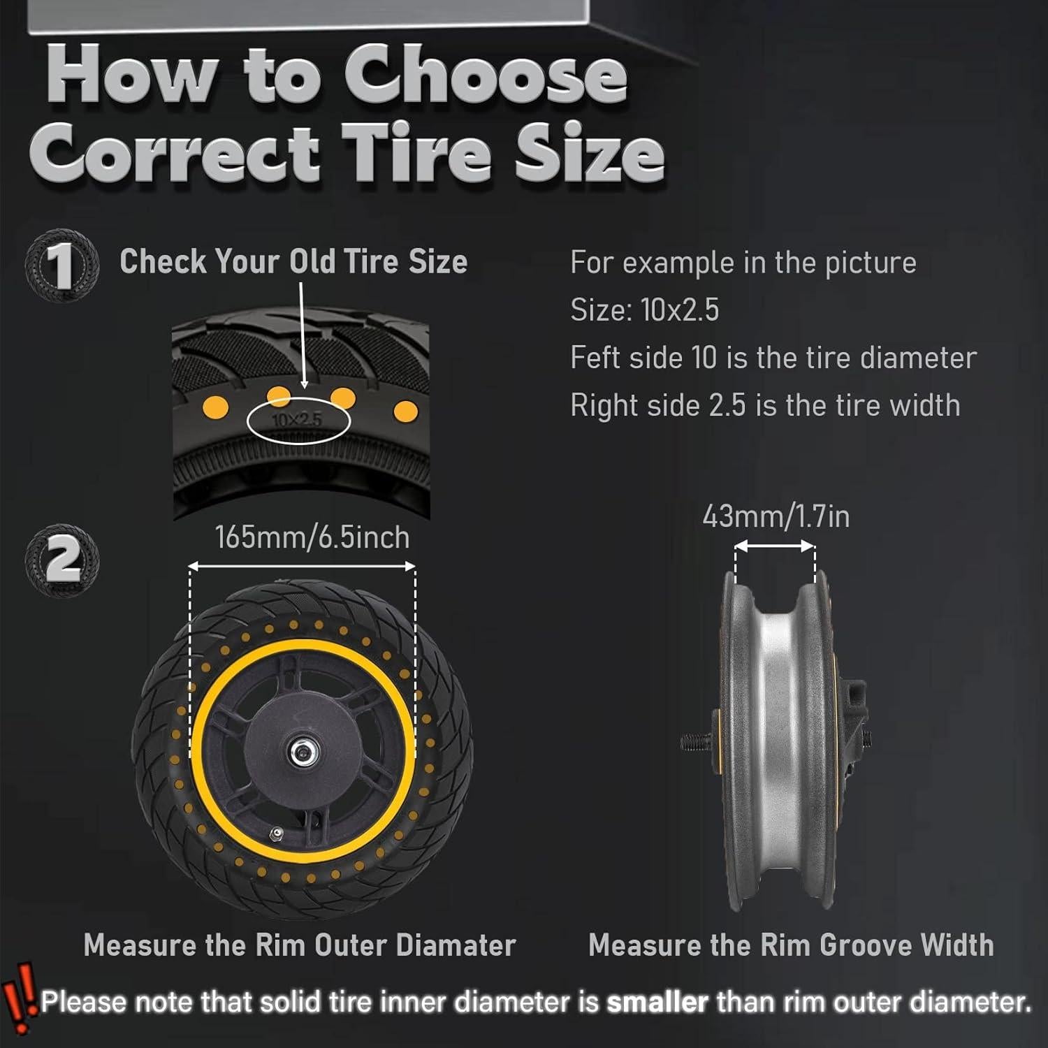 Neumático Sólido 10" Felixstory Amarillo para Scooter