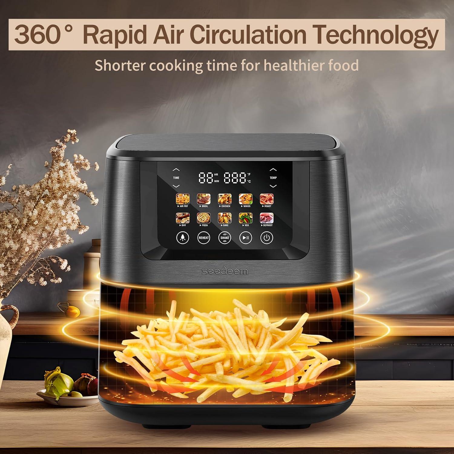 Freidora de Aire SEEDEEM T20803 8QT Digital 10 en 1 Negra