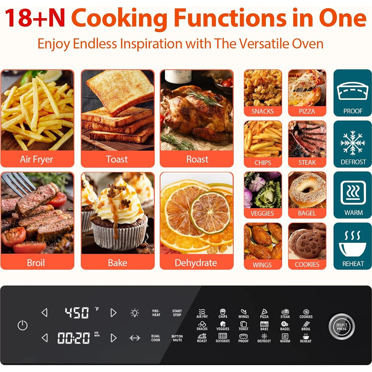 Horno de Aire Aeitto 32QT Digital 19 en 1 con Accesorios