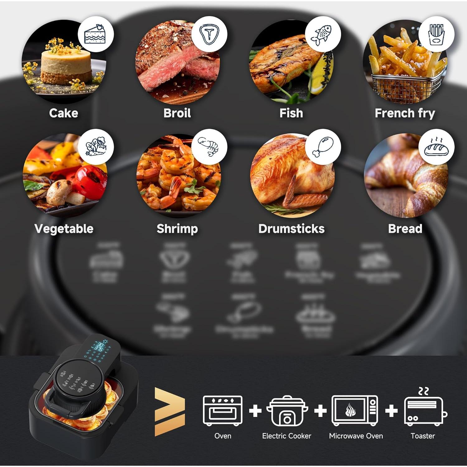 Freidora de aire Kyanware AF-08A 8QT 1750W digital negra