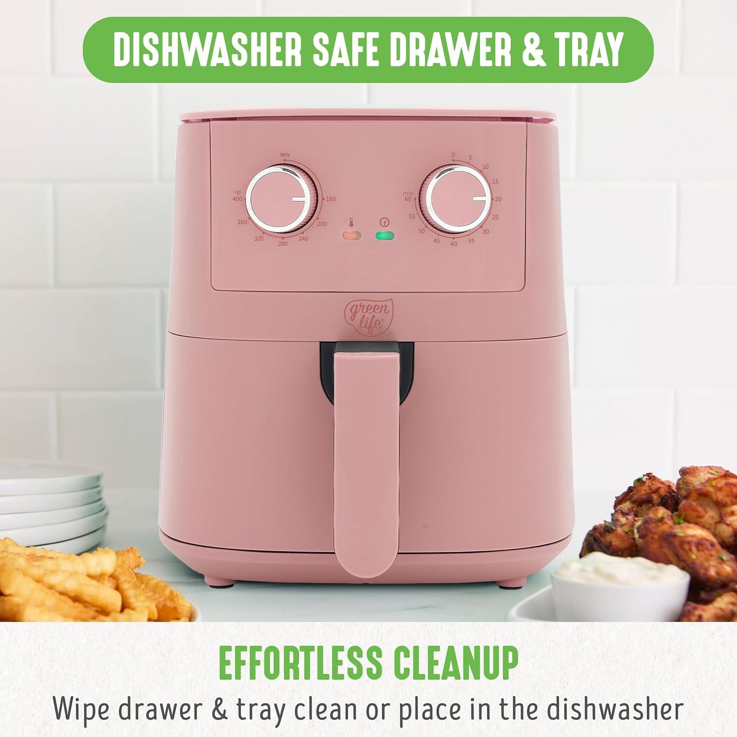 Freidora de Aire GreenLife 4.5QT Cerámica Antiadherente Rosa