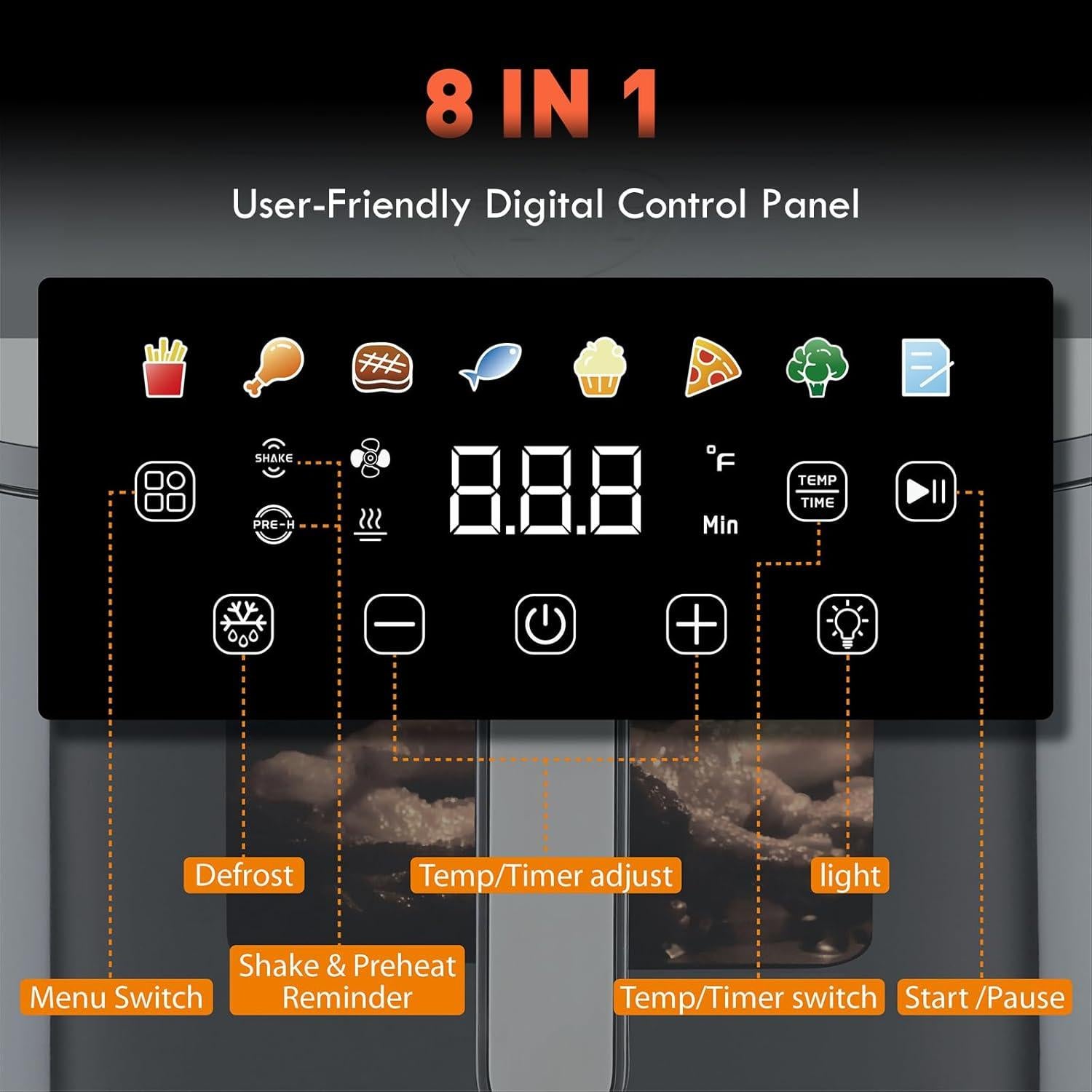 Freidora de Aire KINSING 8.5L 8 en 1 Pantalla Táctil