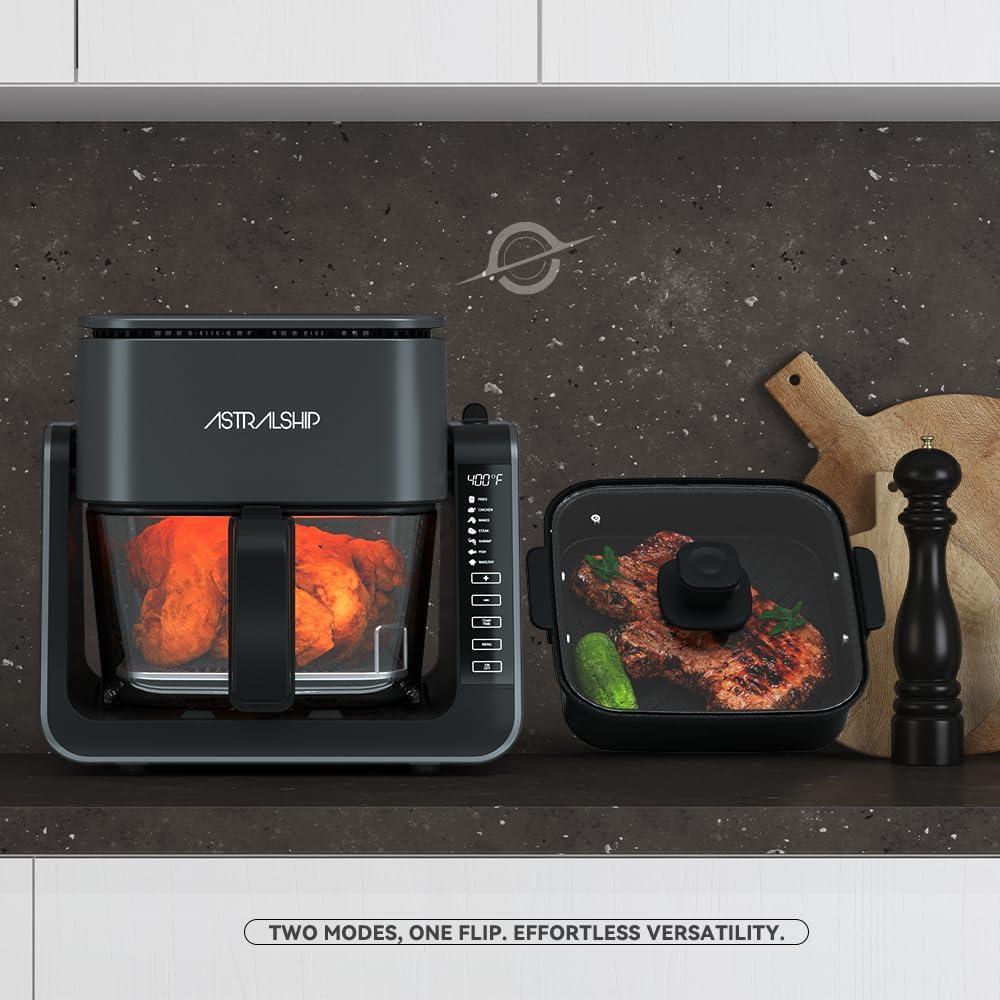 Freidora de Aire y Parrilla Astralship ASAF-01 4.2L Vidrio