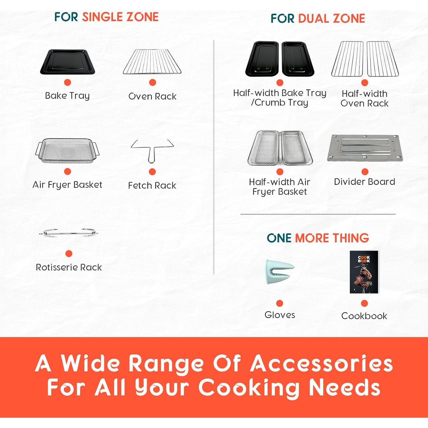 Horno de aire MFVV 24Qt 1800W Doble Zona Acero Inoxidable