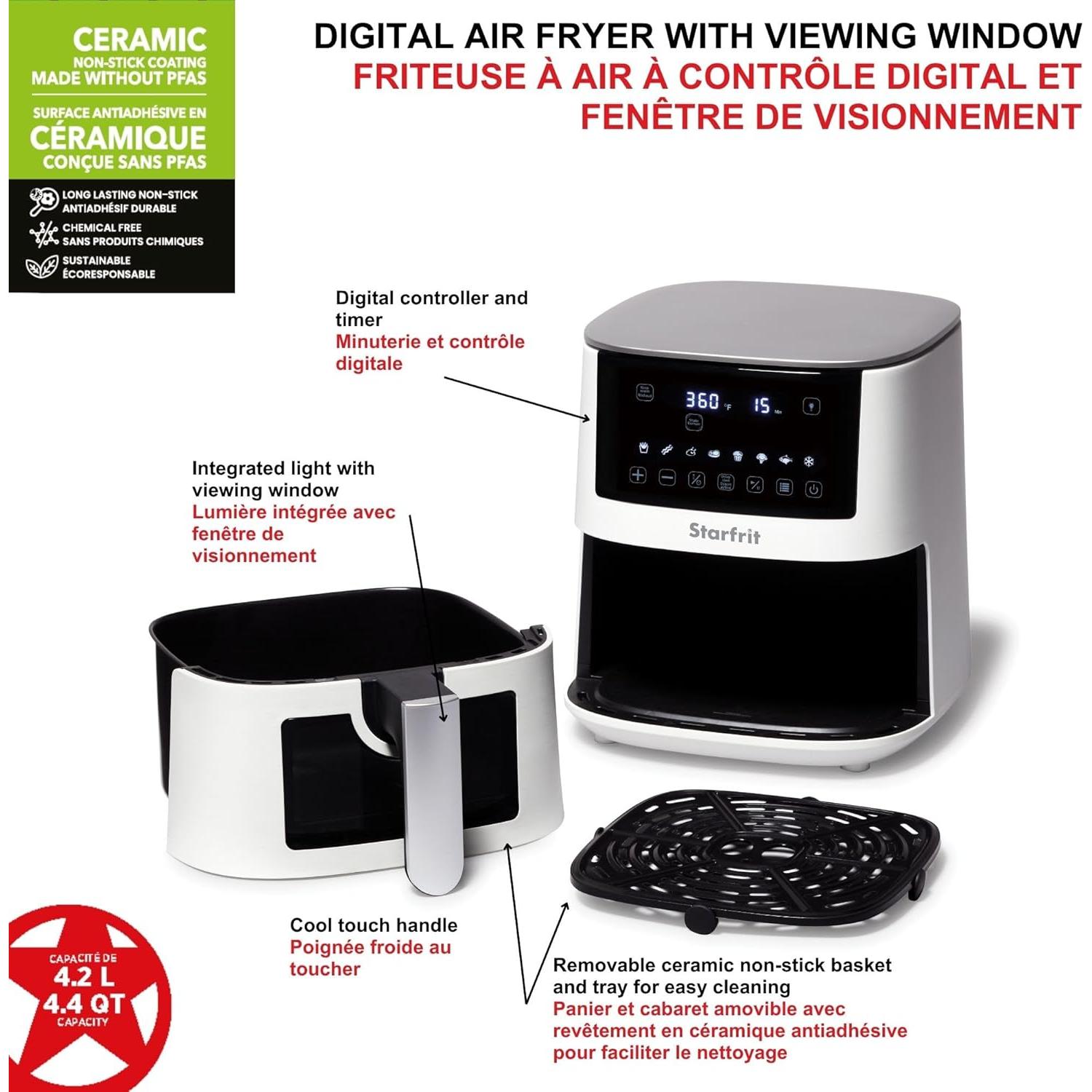 Freidora de Aire Digital Starfrit 4.2L - 8 Funciones - Cerámica