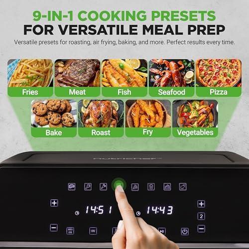 Freidora de Aire NutriChef 8.8 QT Doble Canasta Digital Sin Aceite