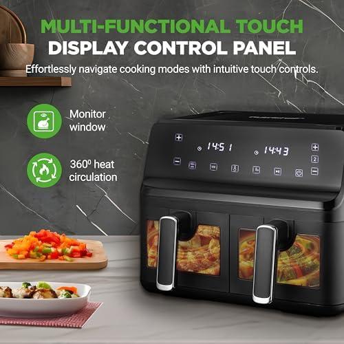 Freidora de Aire NutriChef 8.8 QT Doble Canasta Digital Sin Aceite