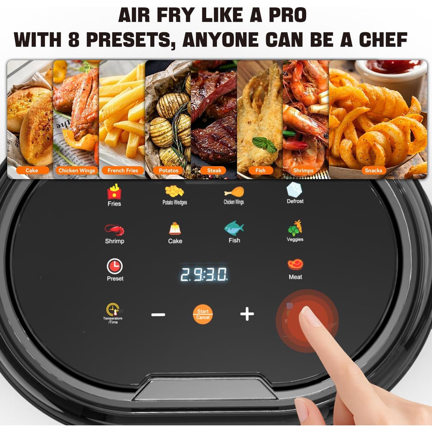 Freidora de aire Kaitol KAF002 de 6.5L con vidrio visible