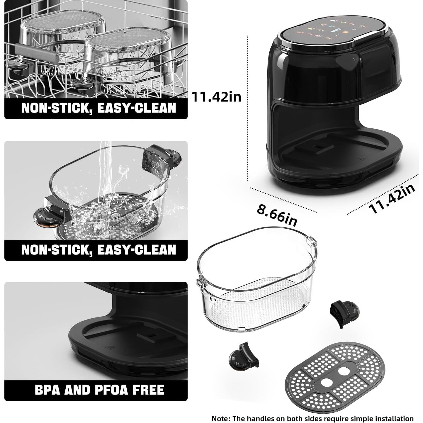 Freidora de aire Kaitol KAF002 de 6.5L con vidrio visible