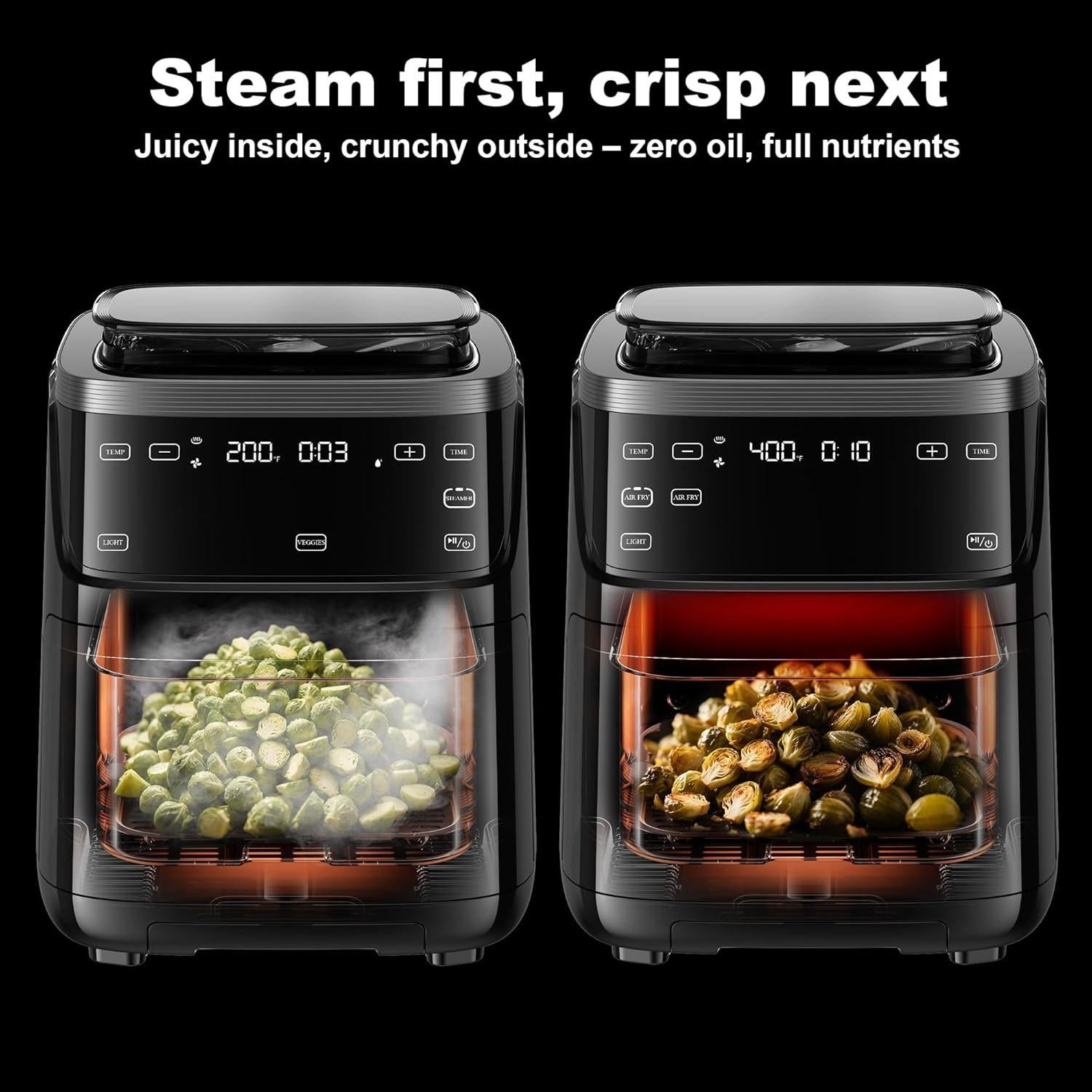 Freidora de Aire EDENPEER 7.5 QT Digital con Vapor y Autolimpieza