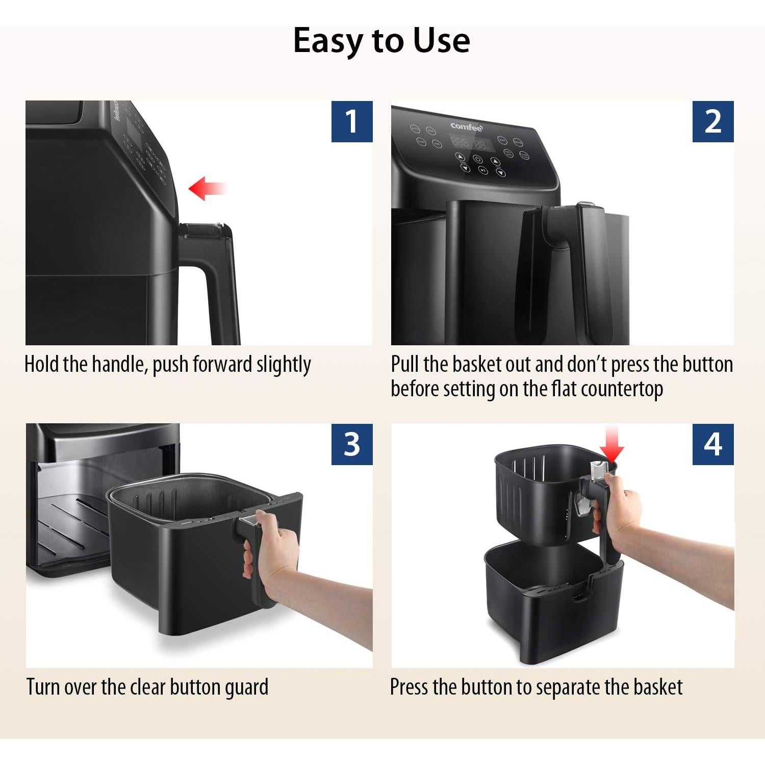 Freidora de Aire Digital COMFEE' 5.8Qt 1700W 8 Funciones