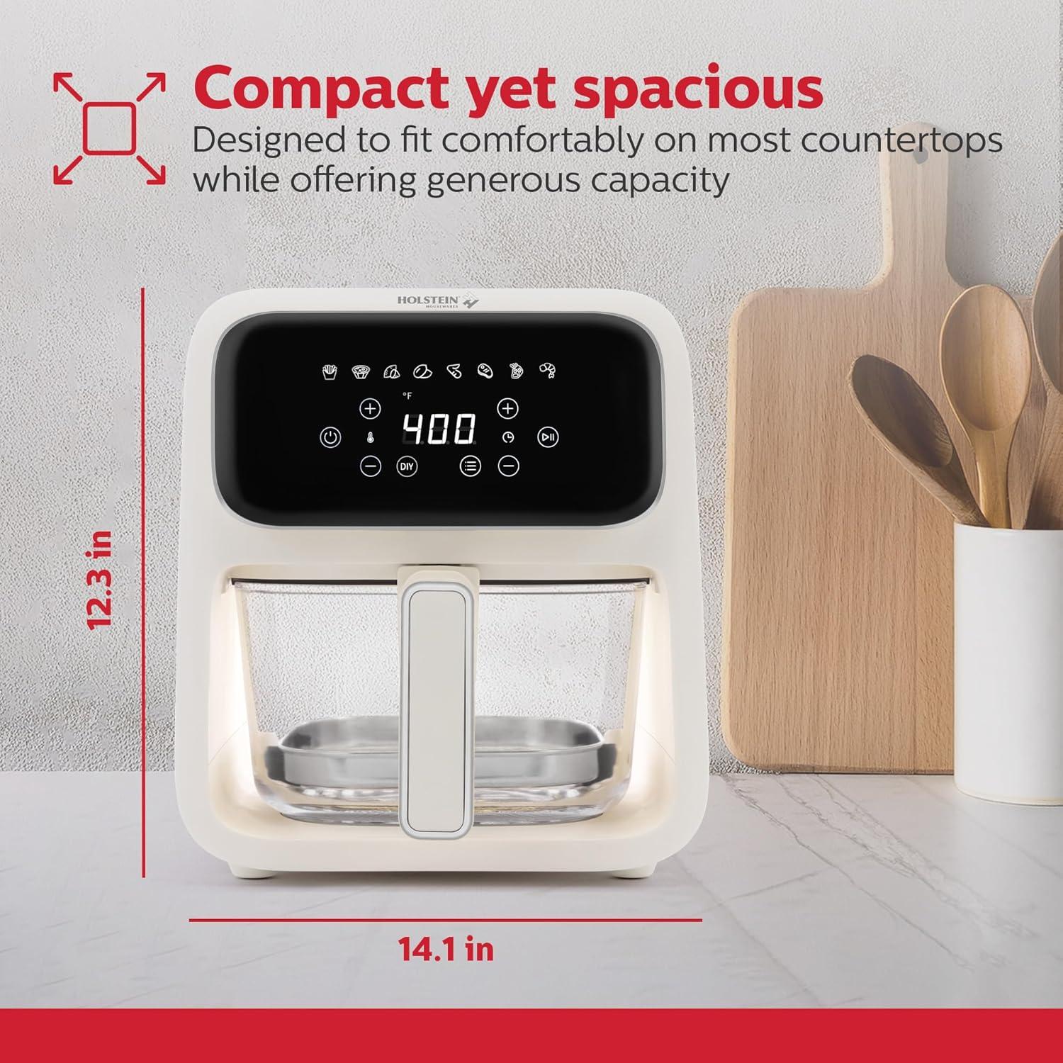 Freidora de Aire Digital Holstein Housewares 4.2L con Canasta de Vidrio