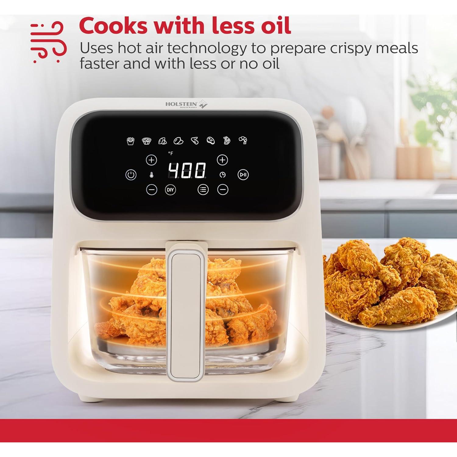 Freidora de Aire Digital Holstein Housewares 4.2L con Canasta de Vidrio