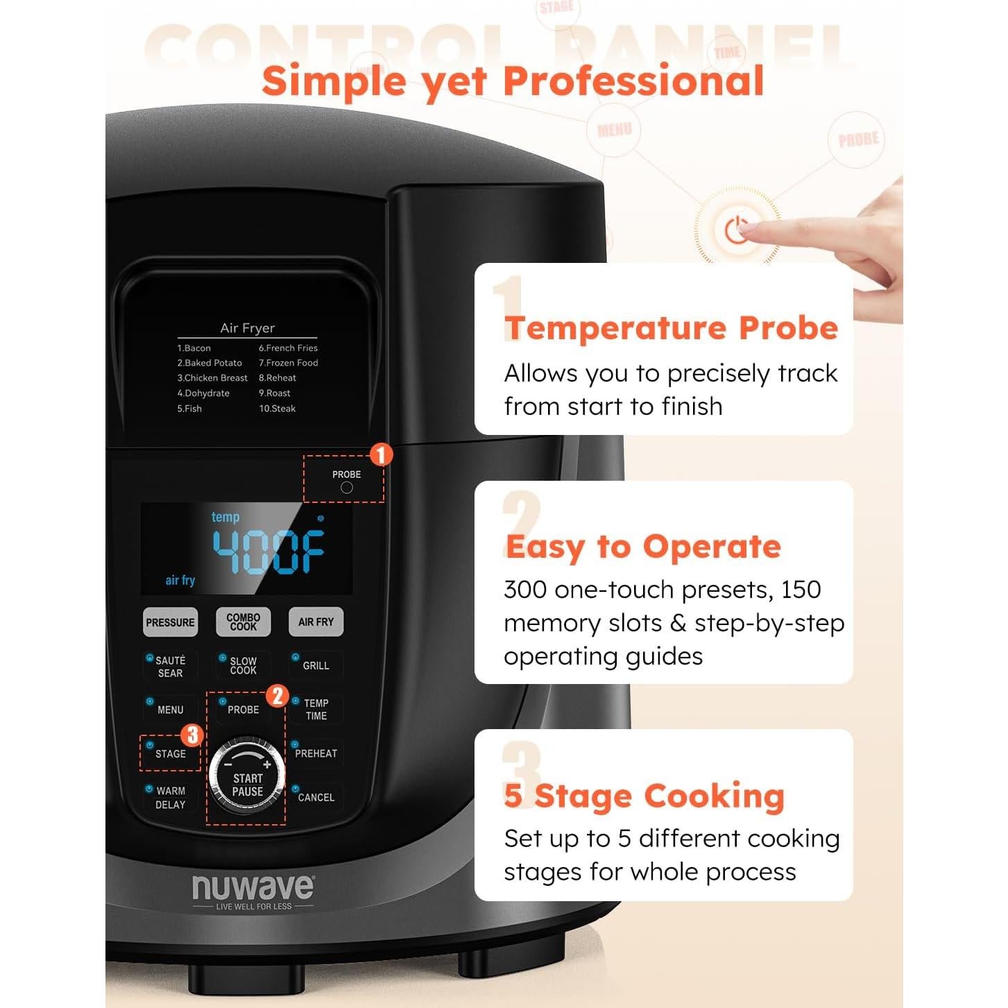 Olla de Presión Eléctrica y Freidora de Aire Nuwave Duet 6qt