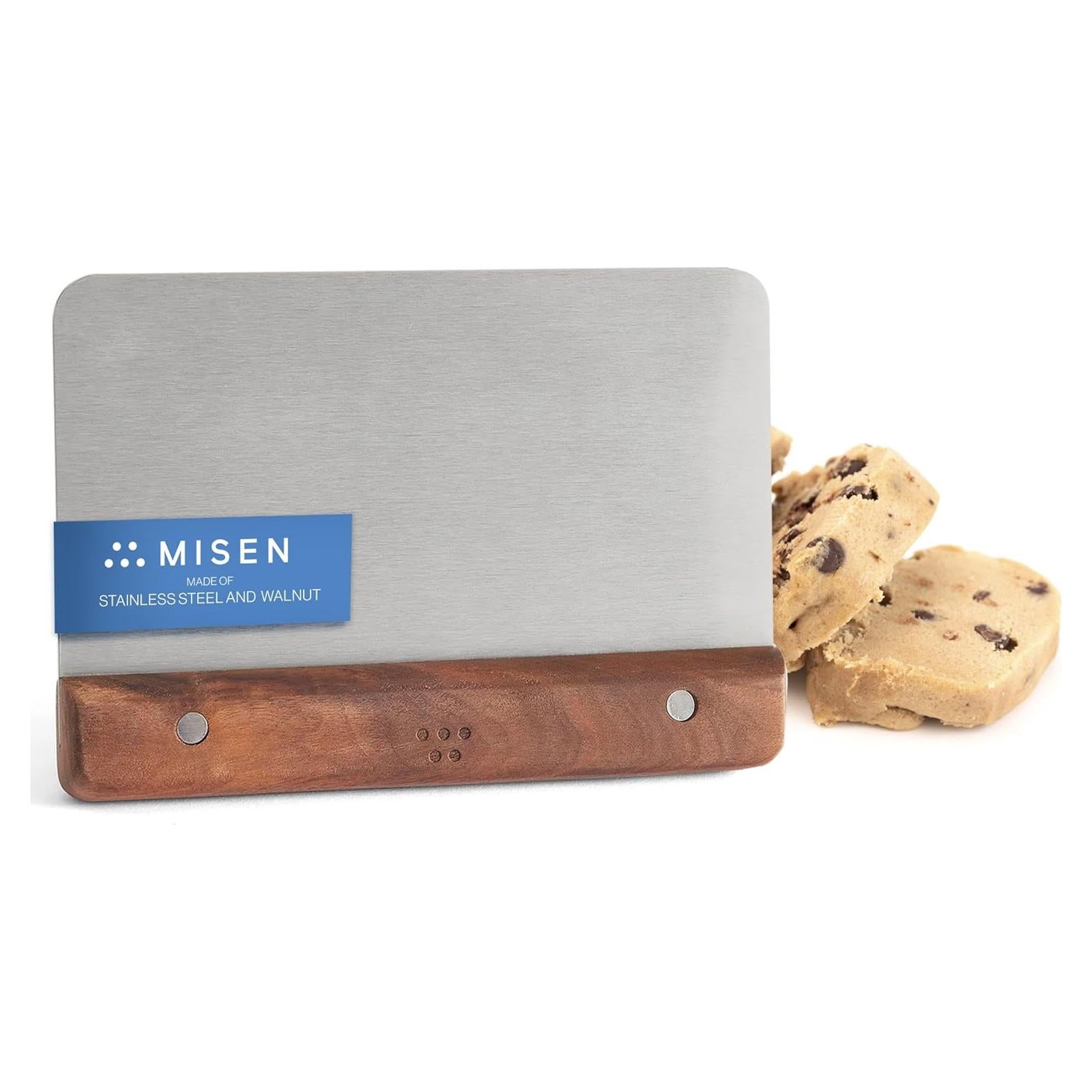 Raspador de Acero Inoxidable Misen con Mango de Nogal 16.8x11.2cm