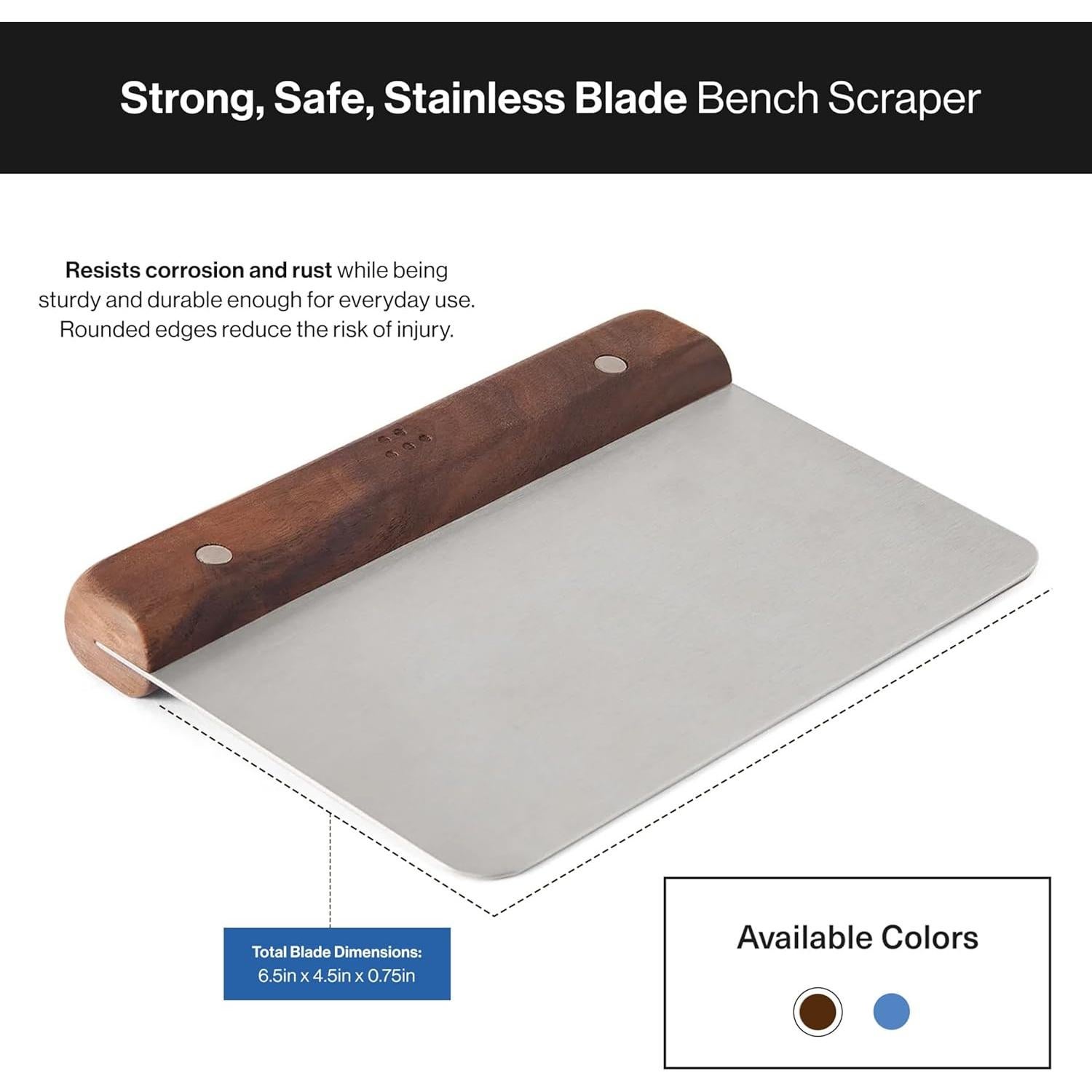 Raspador de Acero Inoxidable Misen con Mango de Nogal 16.8x11.2cm