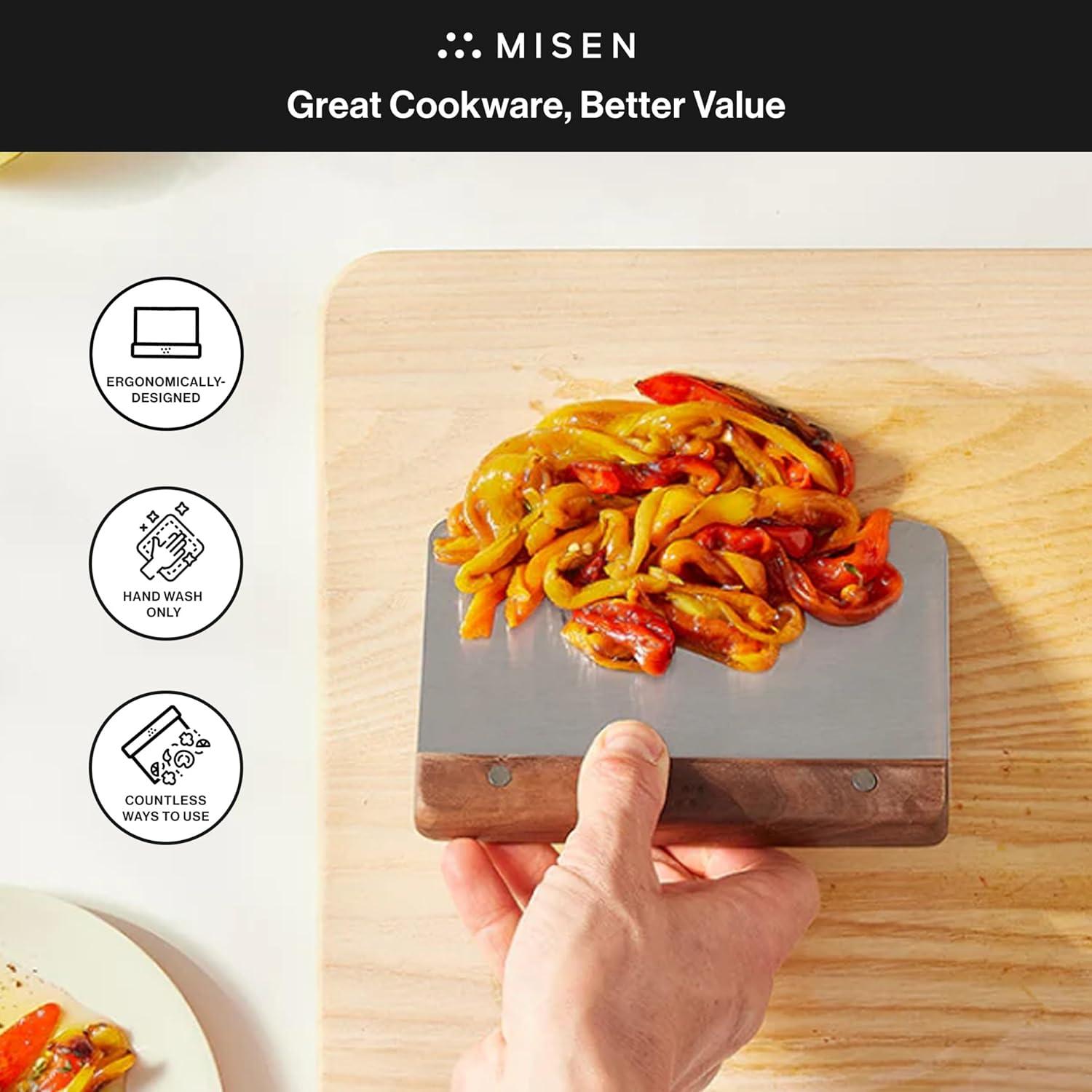 Raspador de Acero Inoxidable Misen con Mango de Nogal 16.8x11.2cm