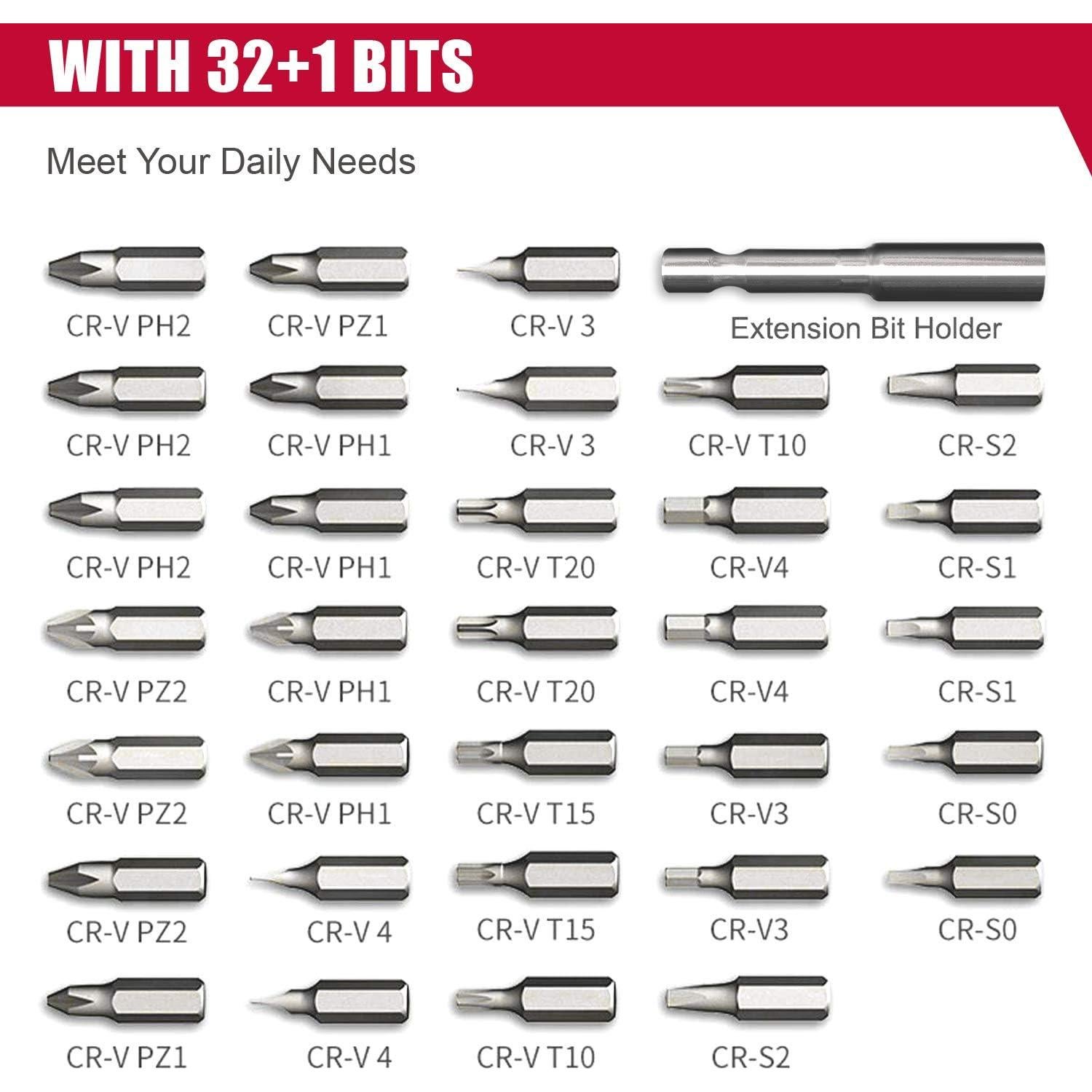 Destornillador Eléctrico Mini Inalámbrico Eastvolt 4V con 32 Puntas
