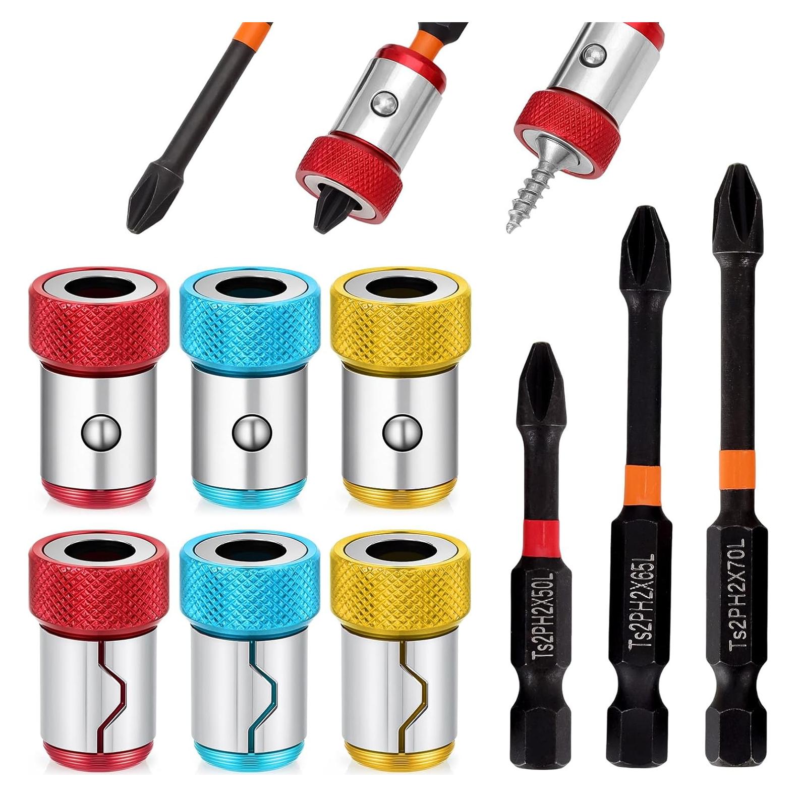 Juego de 6 Anillos Magnéticos KINYFY + 3 Puntas Destornillador PH2