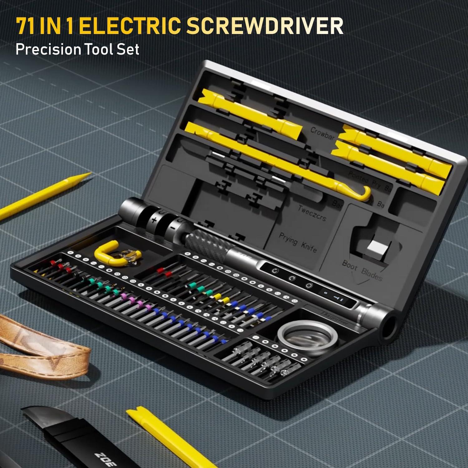 Juego de Destornilladores Eléctrico ZOE 71 en 1 con Luz LED