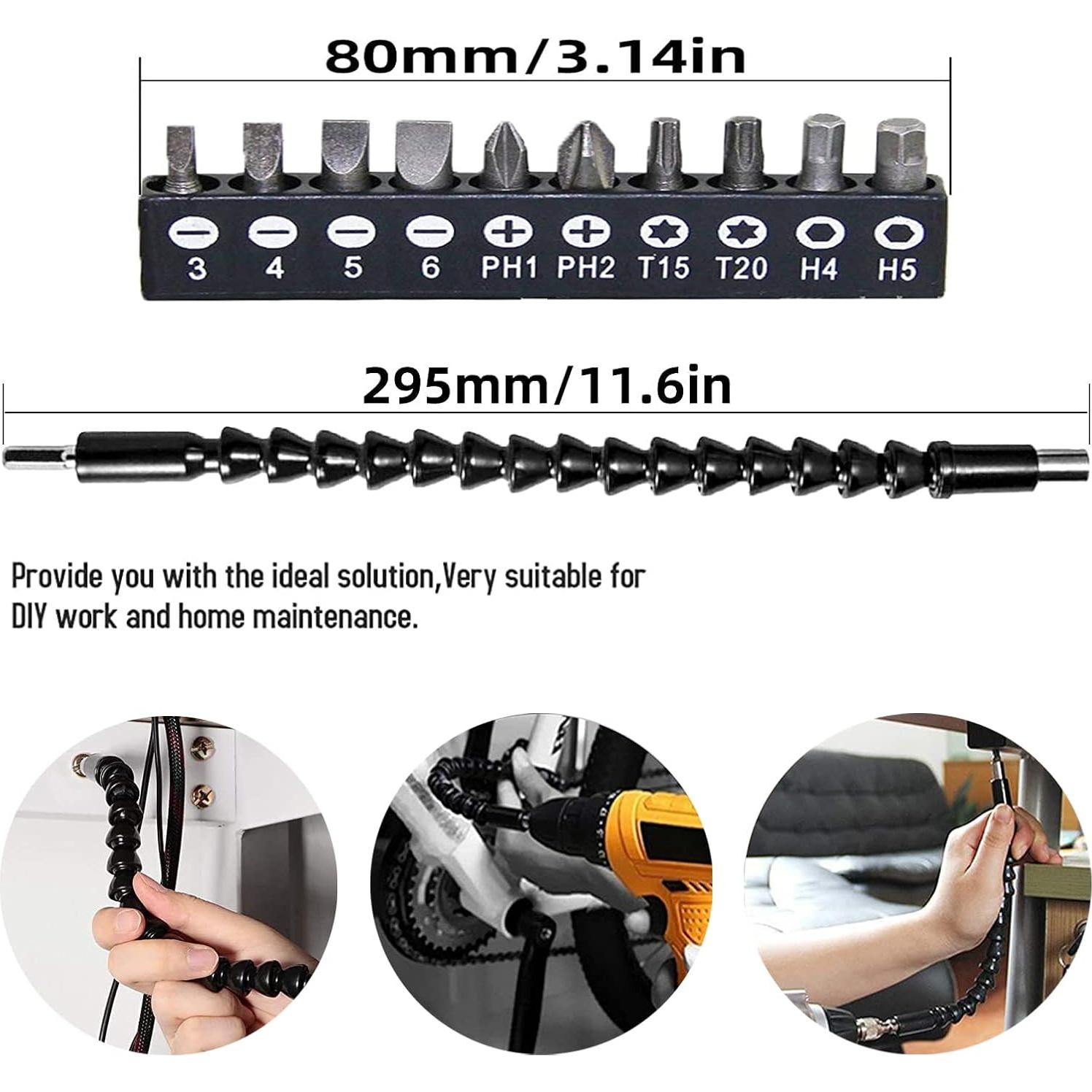 Extensión de Broca Flexible YIOYULEN 29.5cm 12PCS Adaptador