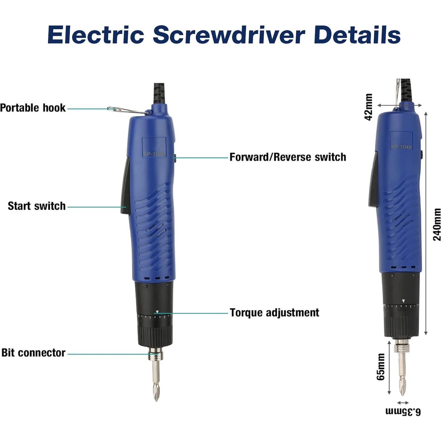 Destornillador Eléctrico Ajustable Walfront 900RPM 6.35mm