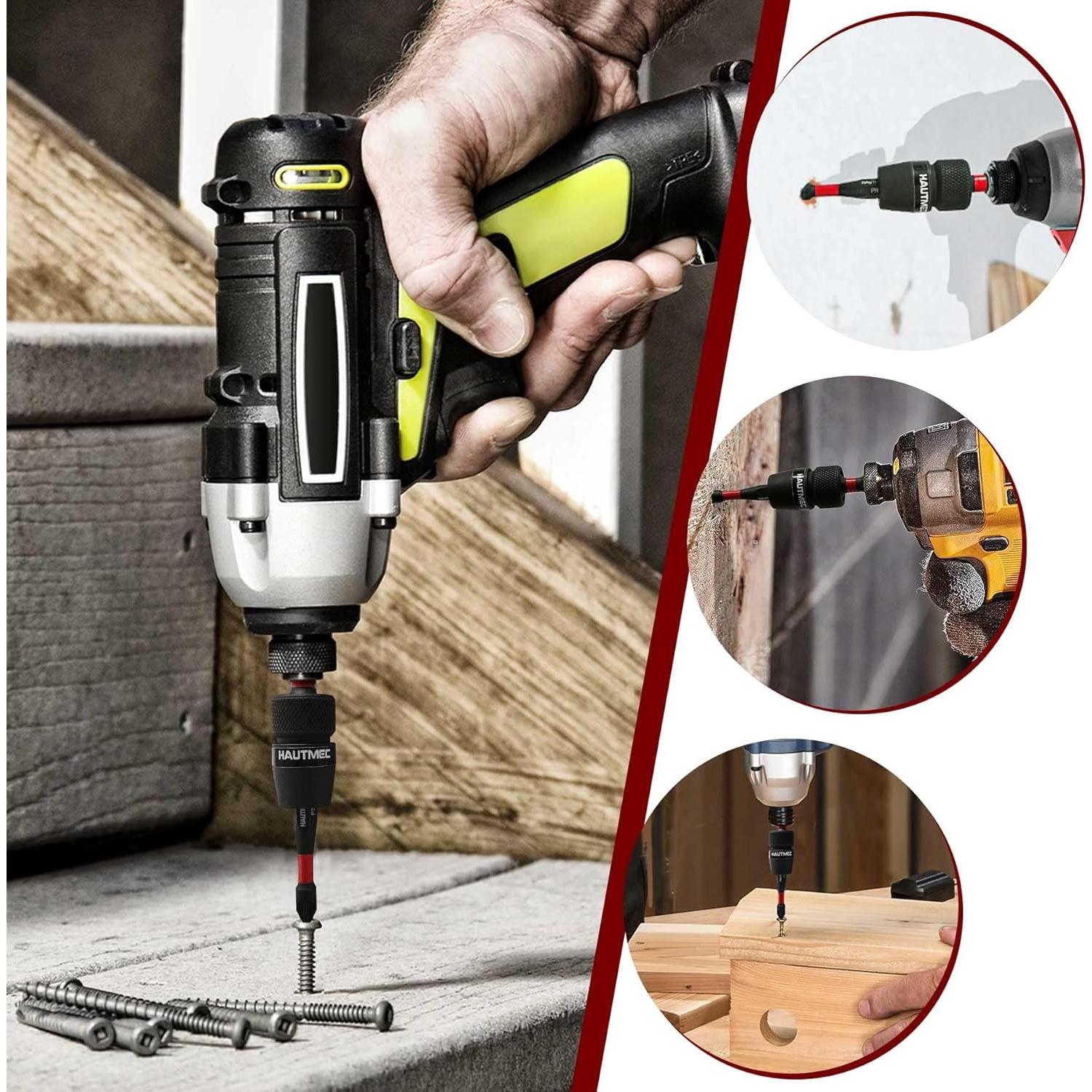 Soporte de Punta de Cambio Rápido HAUTMEC 1/4" 2 Pcs Acero