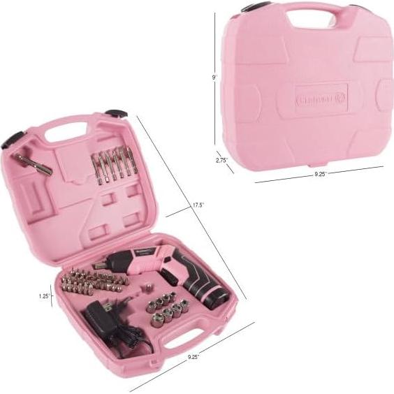 Destornillador Eléctrico Inalámbrico Stalwart 3.6V Rosa 45 Piezas