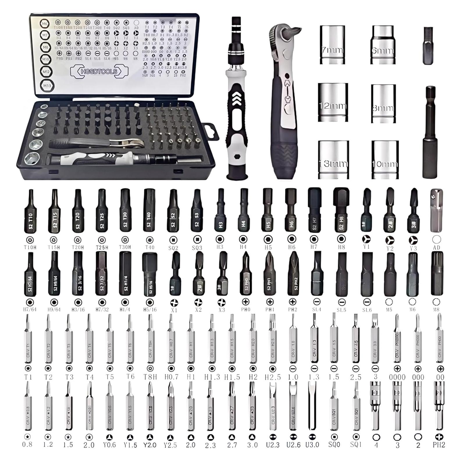 Juego de destornilladores 88 en 1 hgsdtools con trinquete