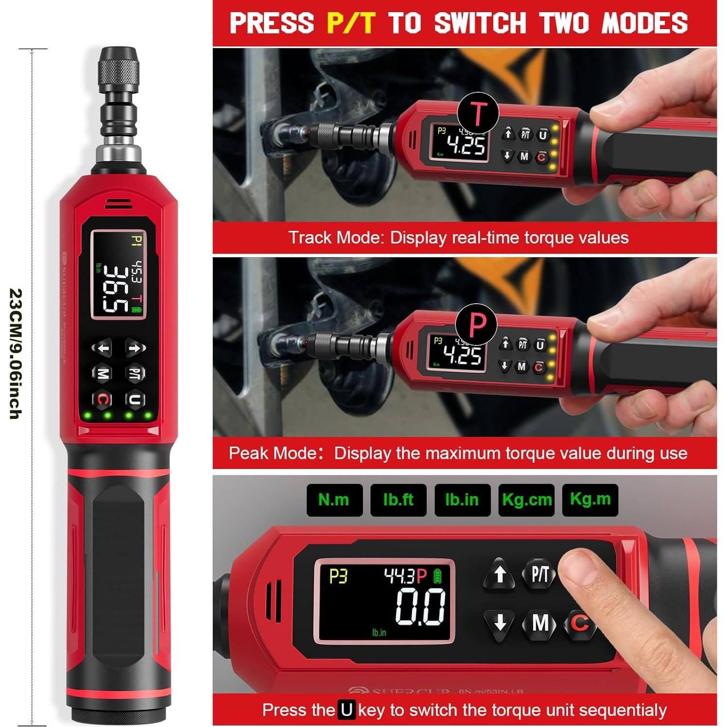 Destornillador de Par Digital SUERCUP 0.15-10Nm 9 Modos