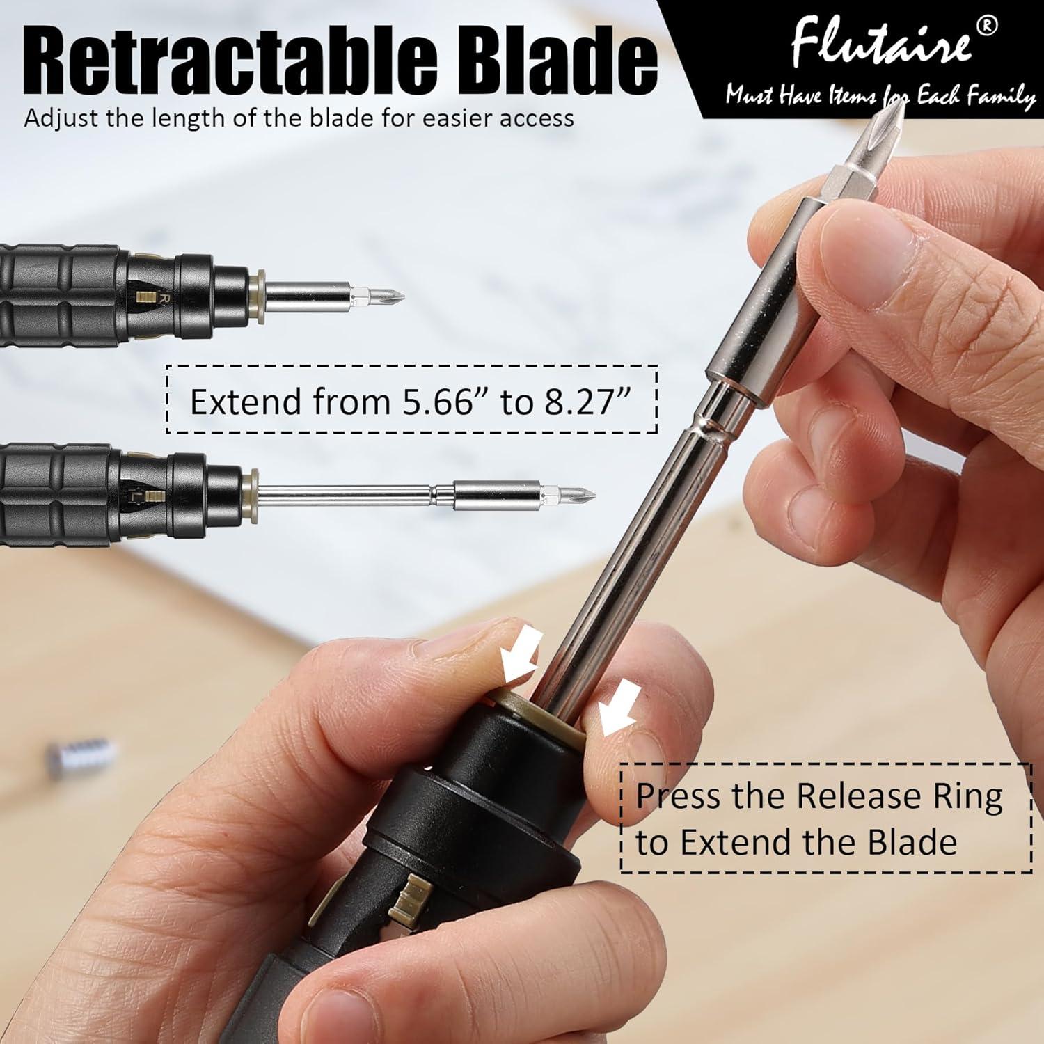 Juego de Destornillador de Carraca Flutaire 10 en 1 con Puntas